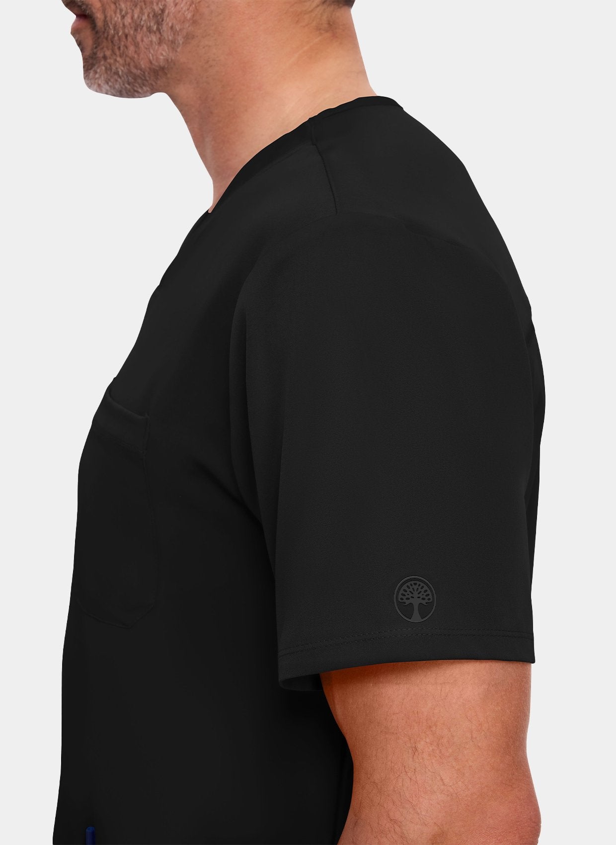 zoom sur manche d'un homme portant une blouse médicale Healing Hands Matthew noire