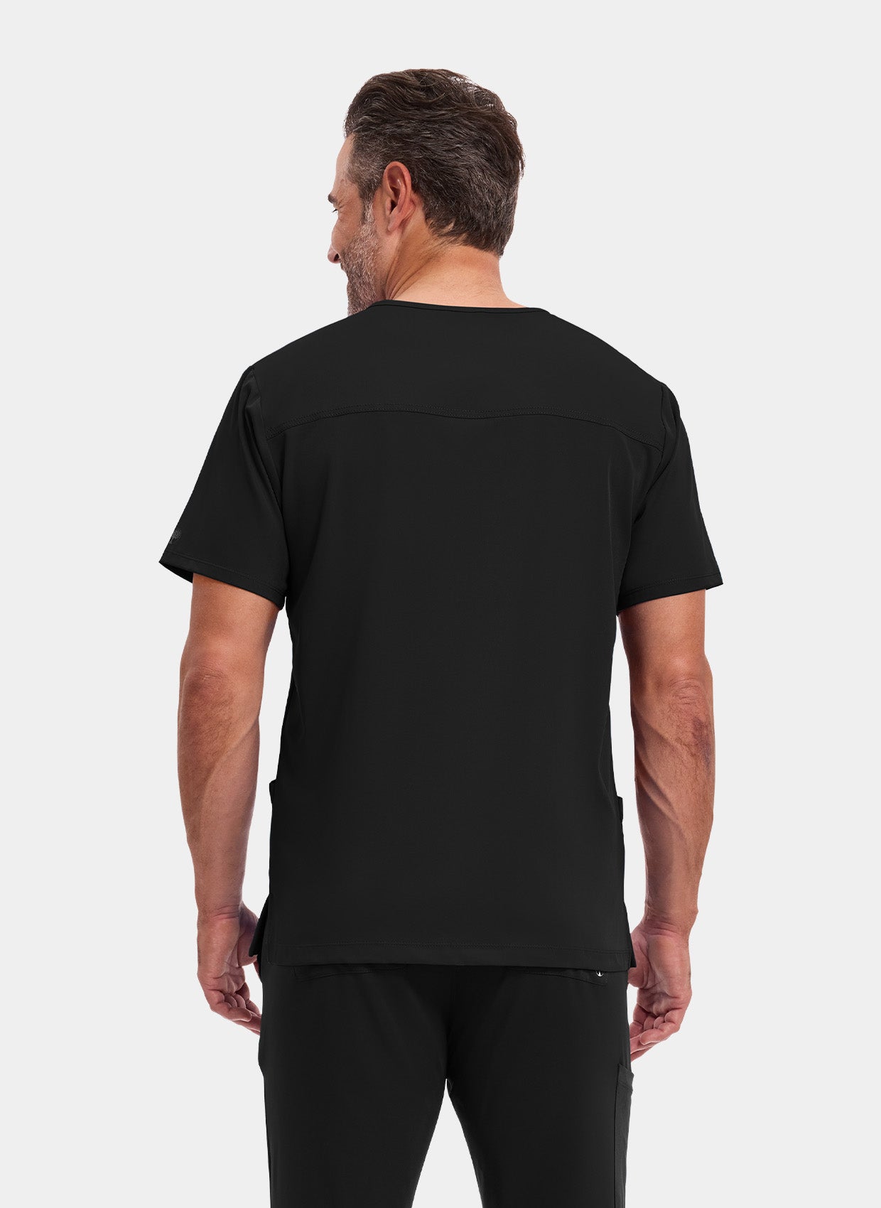 homme de dos portant une blouse médicale Healing Hands Matthew noire