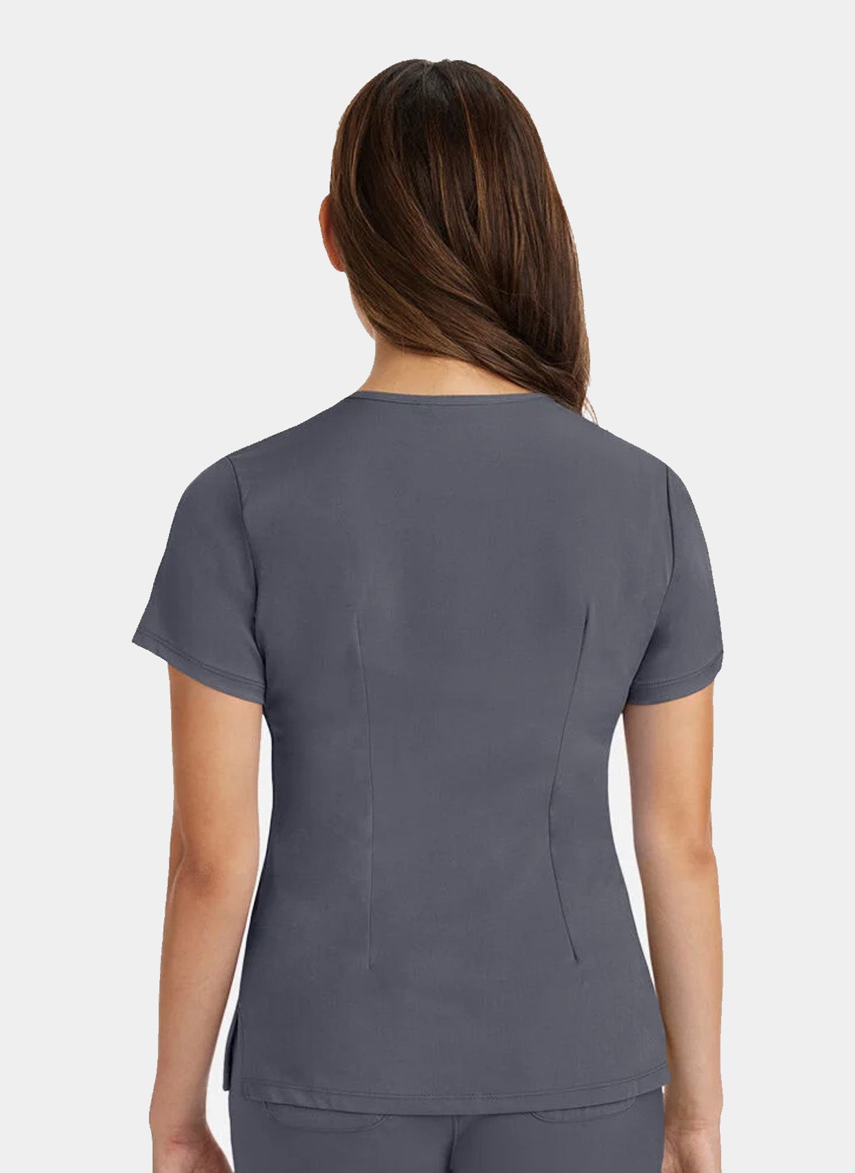 Femme de dos portant une blouse médicale Healing Hands Monica étain