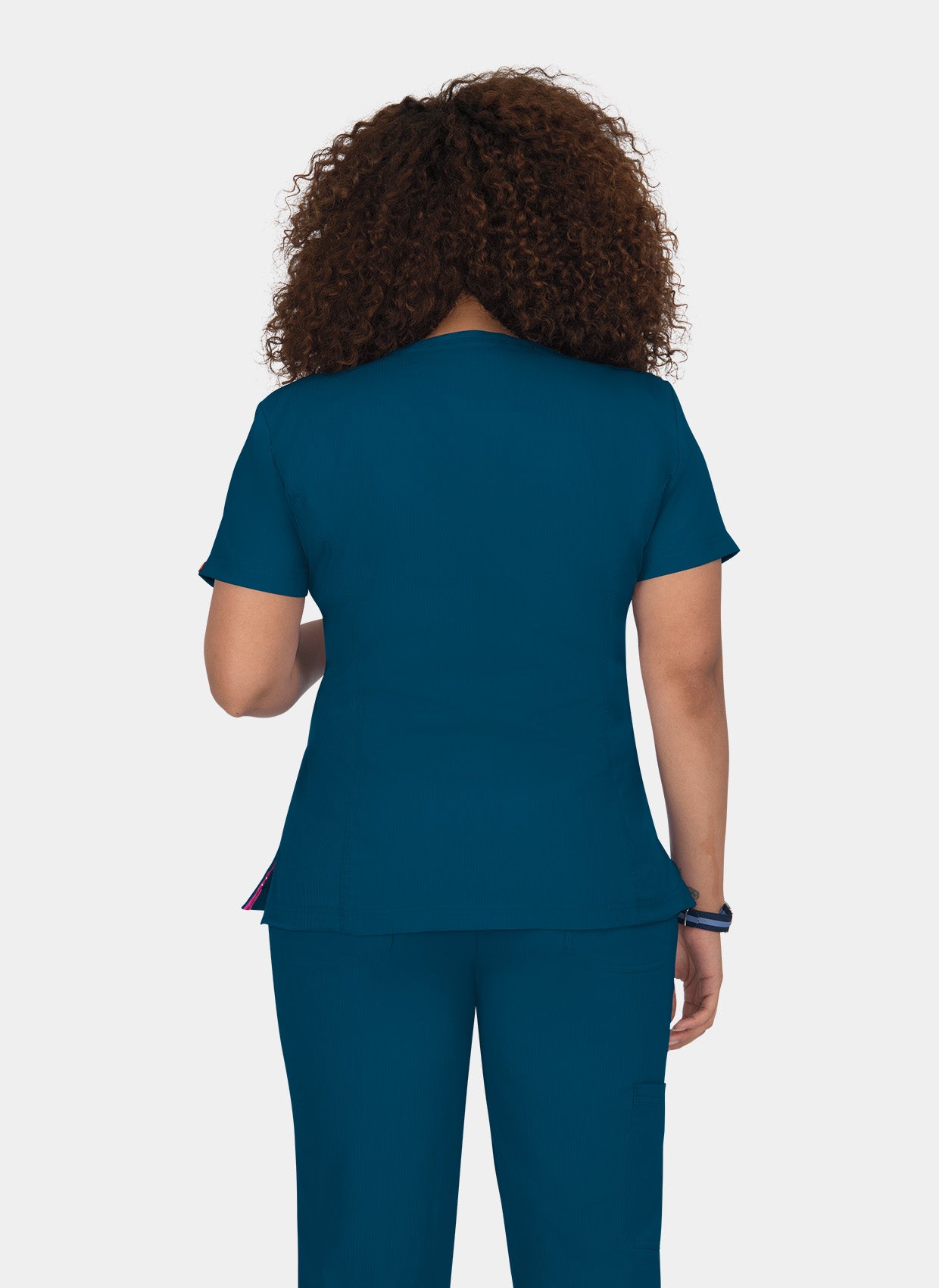Blouse médicale femme Koi Lite Sérénité-Bleu-caraibes-dos