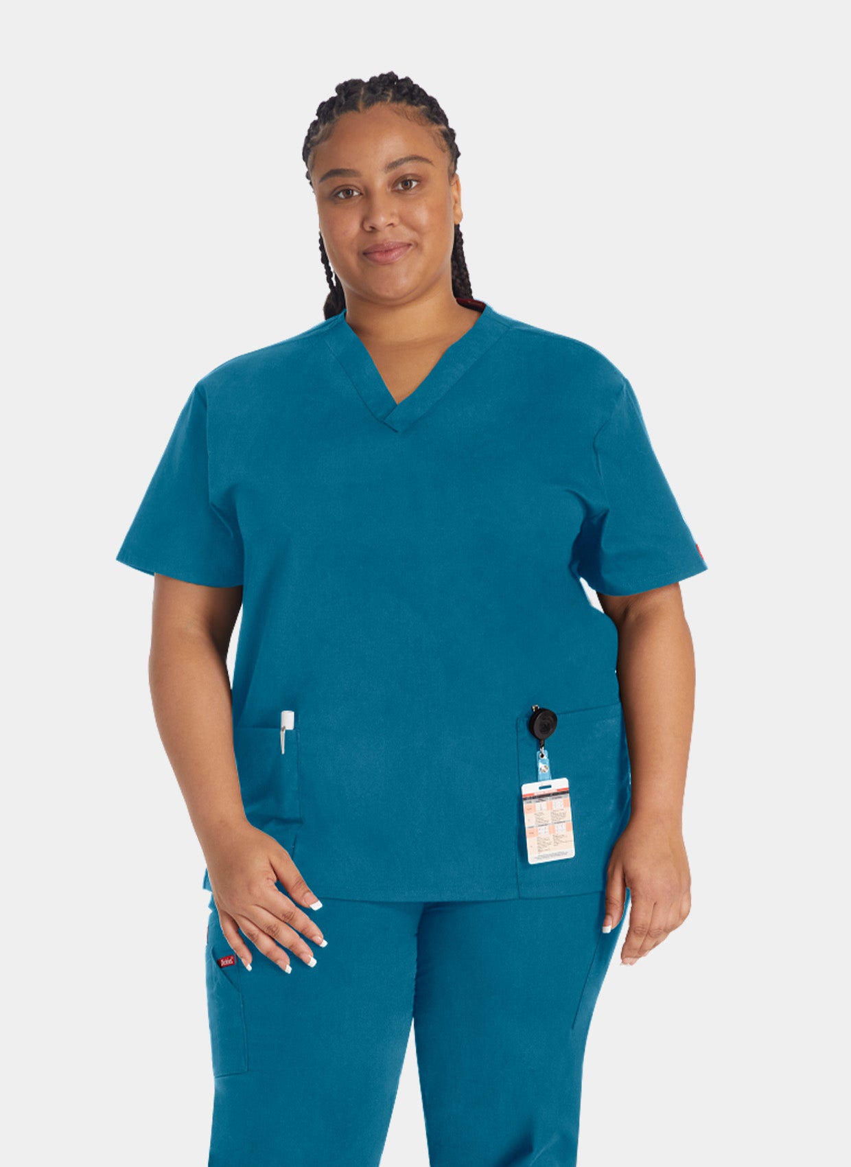 Blouse médicale femme Dickies EDS col en V bleu caraibes