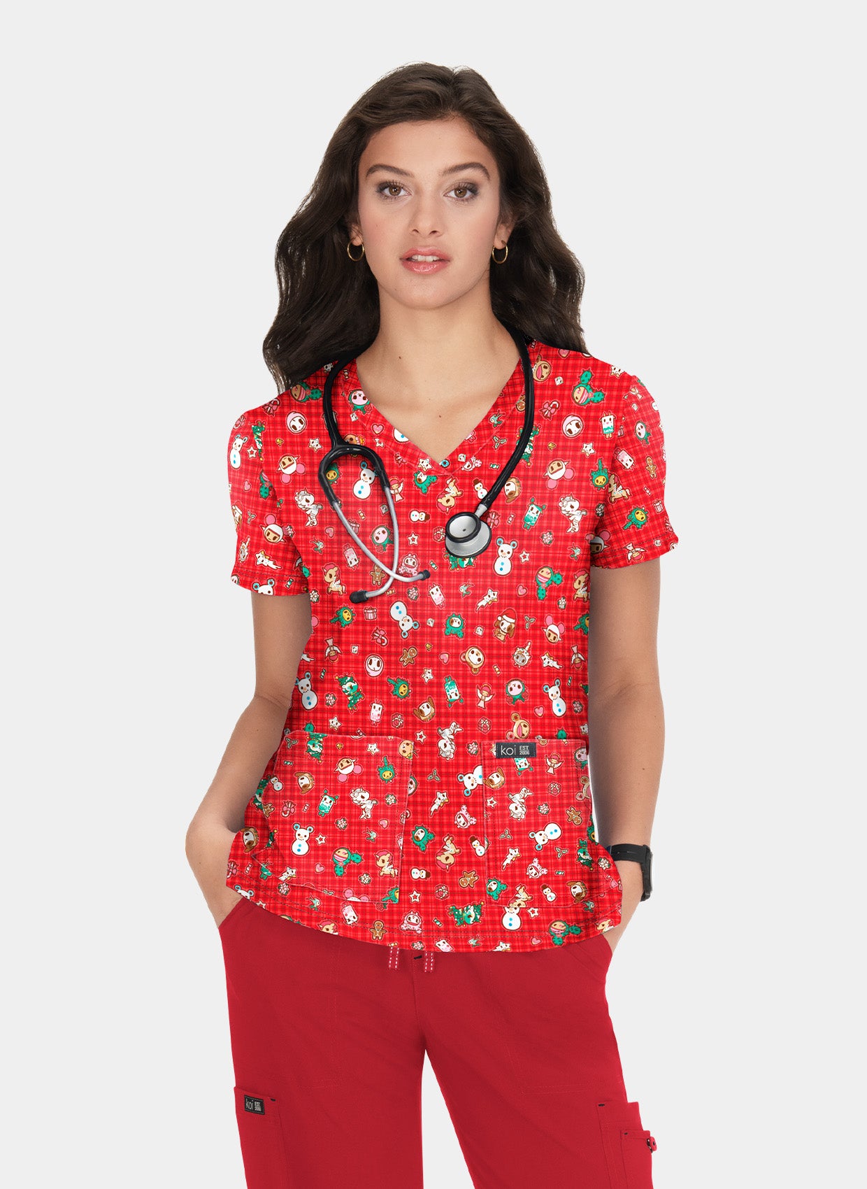 Blouse medicale femme Koi Basics Leslie Noel à carreaux