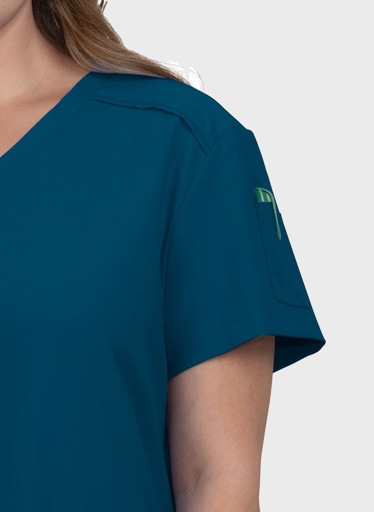 Blouse médicale femme Koi Cureology Cardi bleu caraibes poche