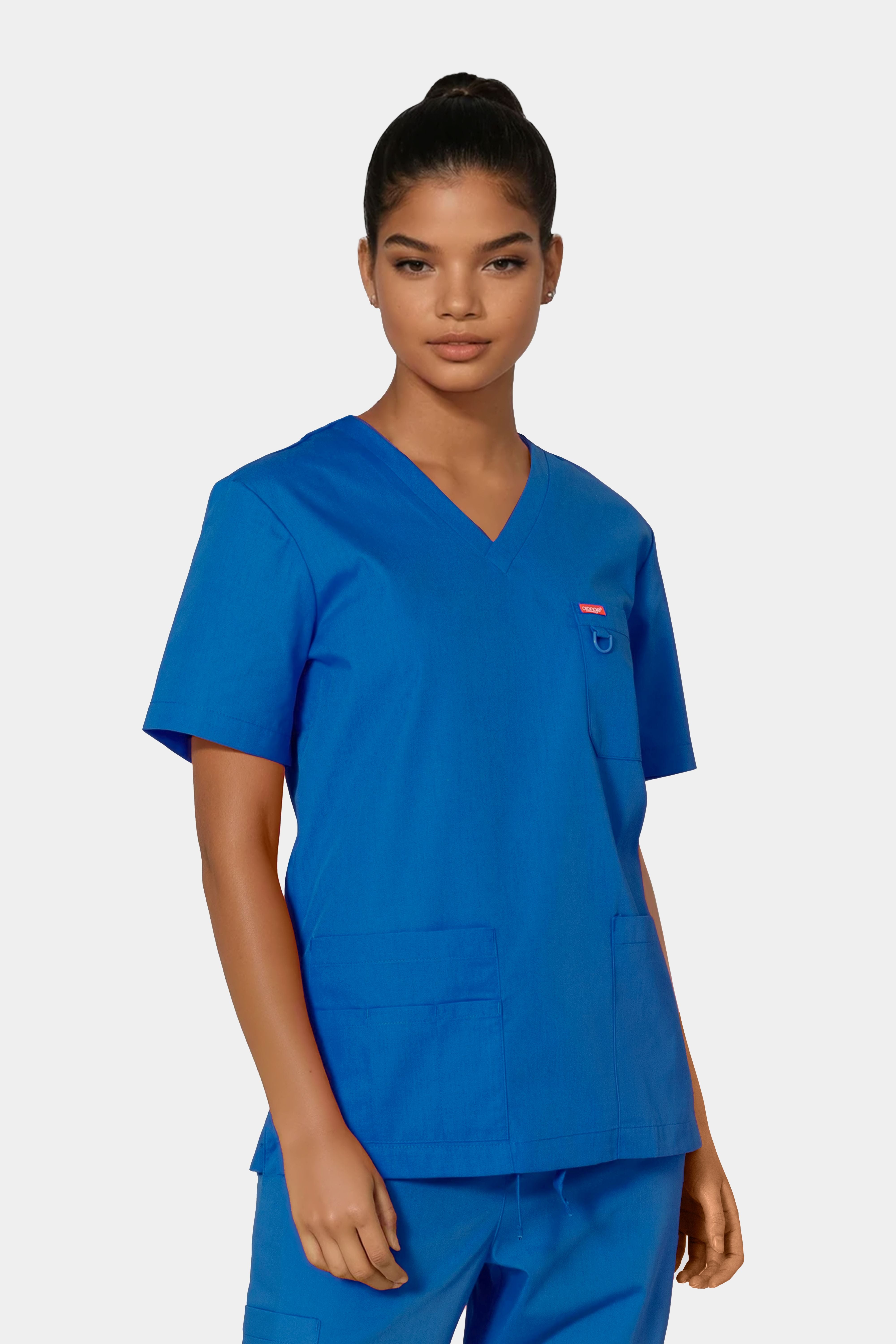 Femme portant une blouse médicale unisexe Orange standard Balboa - Bleu Roi