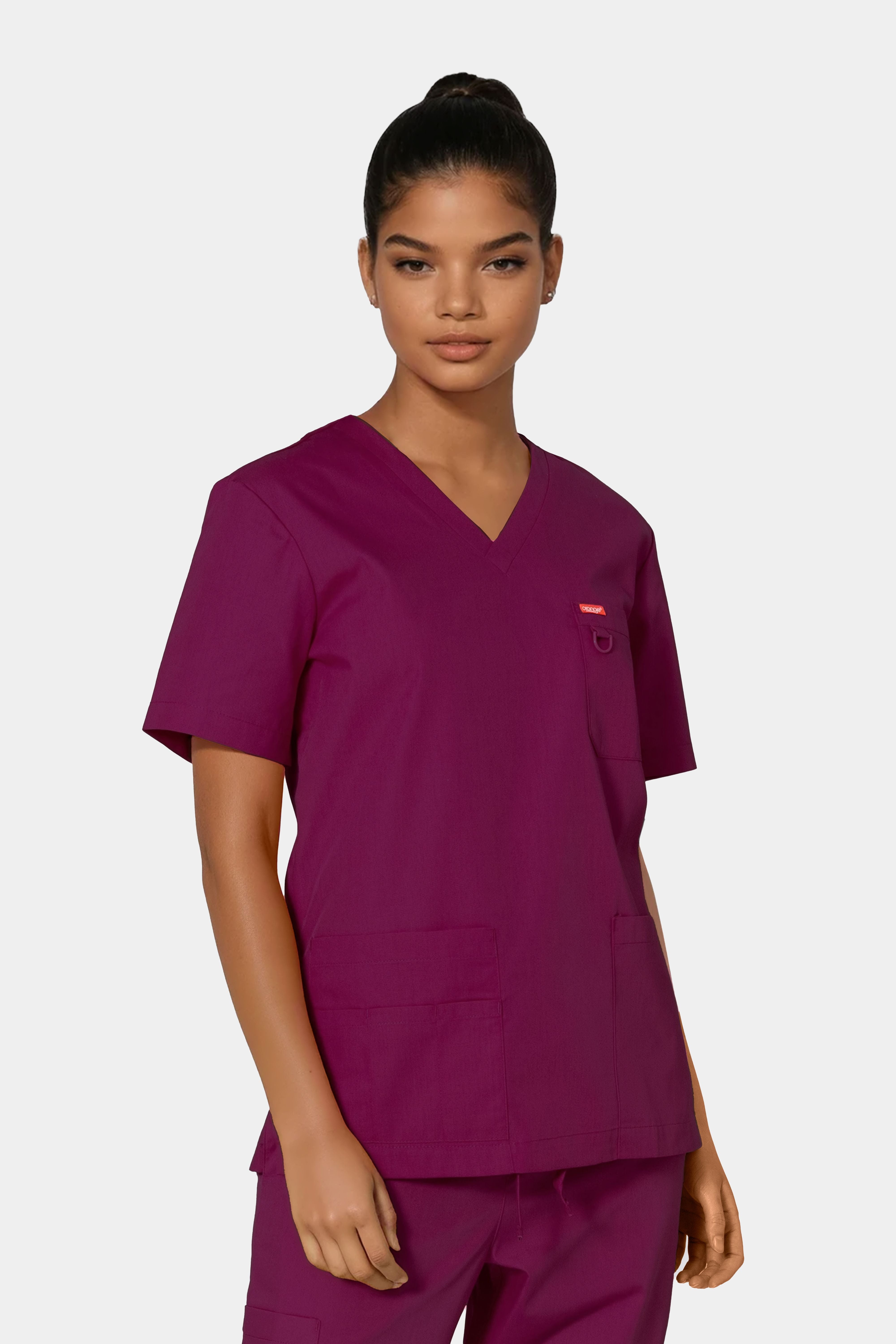 Femme portant une blouse médicale unisexe Orange standard Balboa - Bordeaux