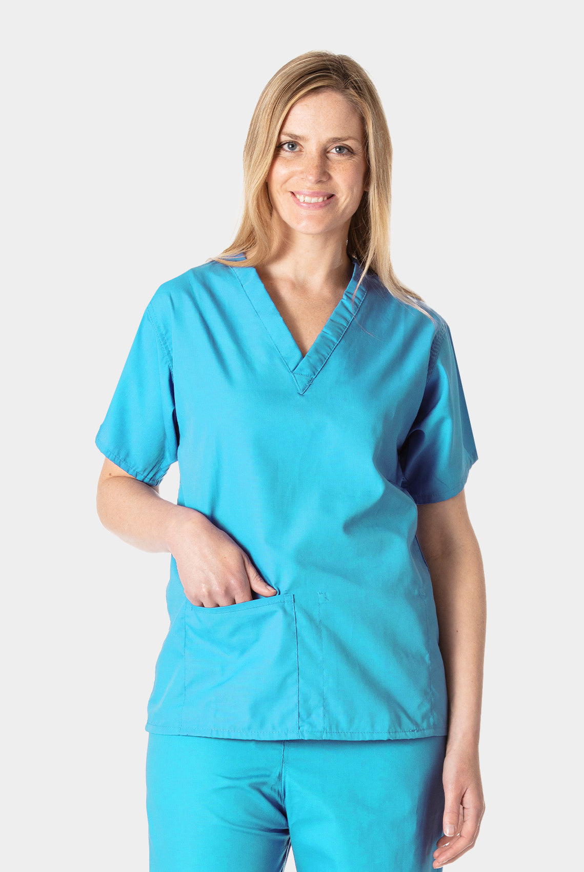Blouse médicale unisexe et réversible turquoise