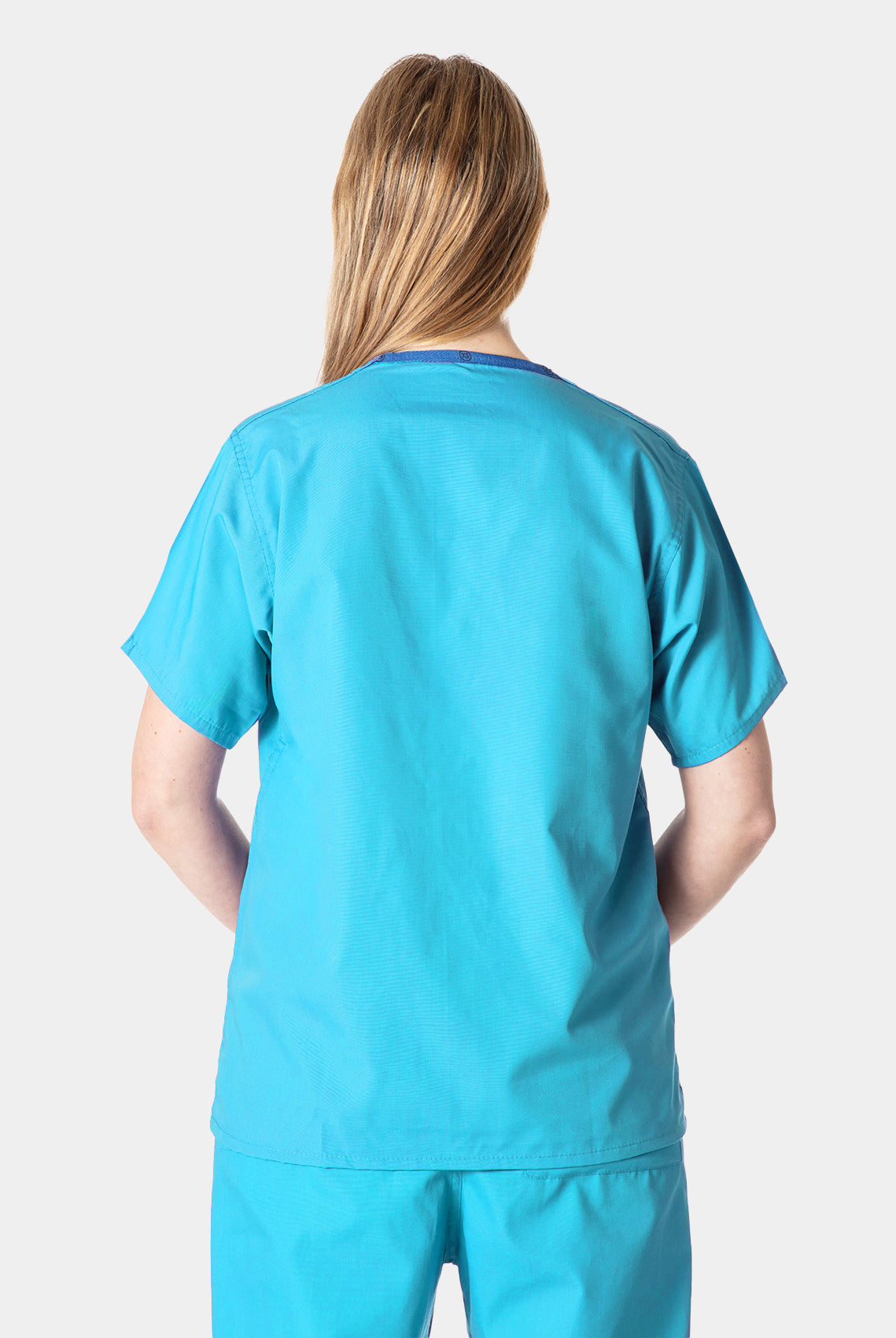 Blouse médicale unisexe et réversible turquoise dos