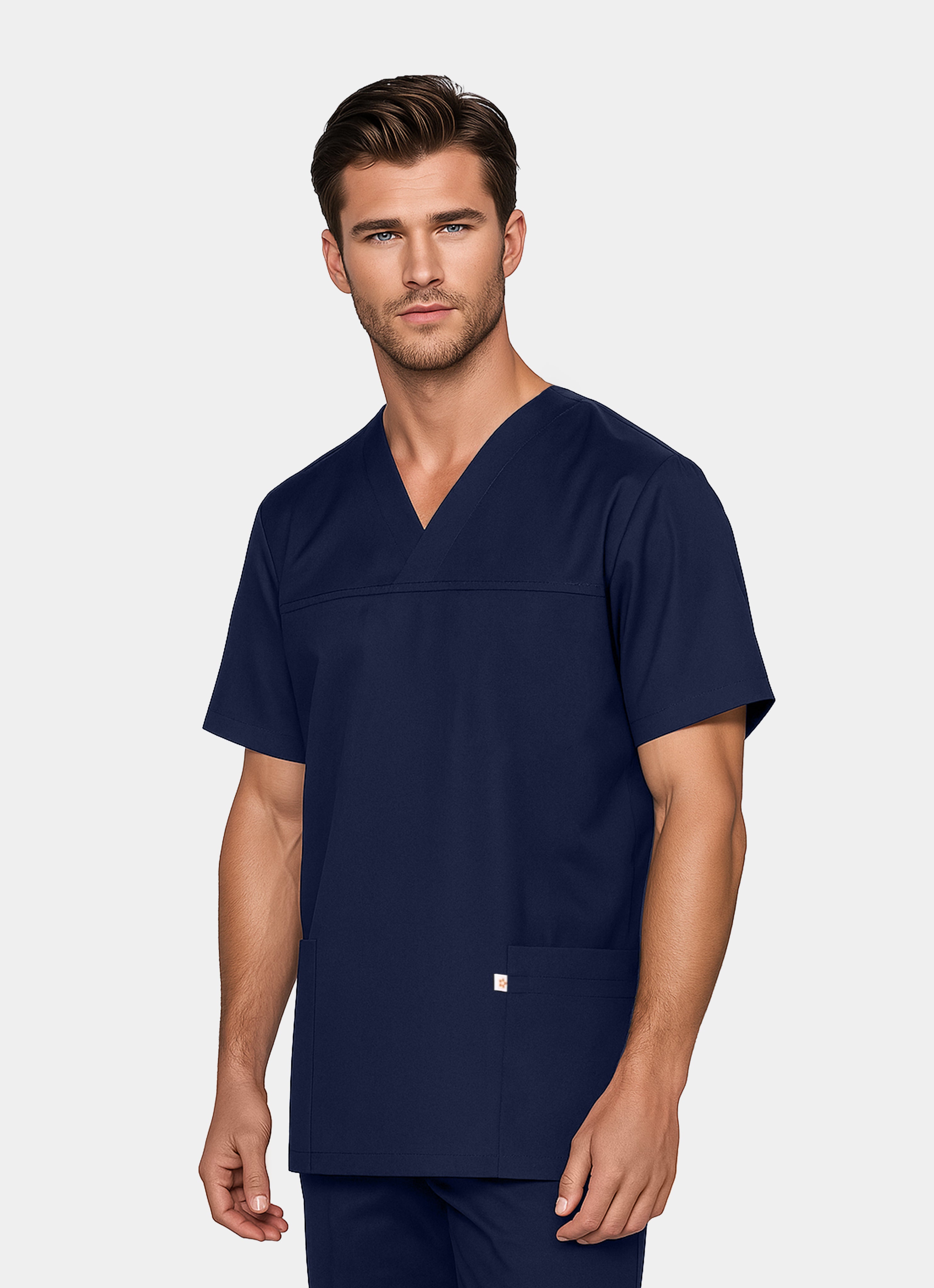 Homme portant une blouse médicale unisexe happyfit - Bleu Marine