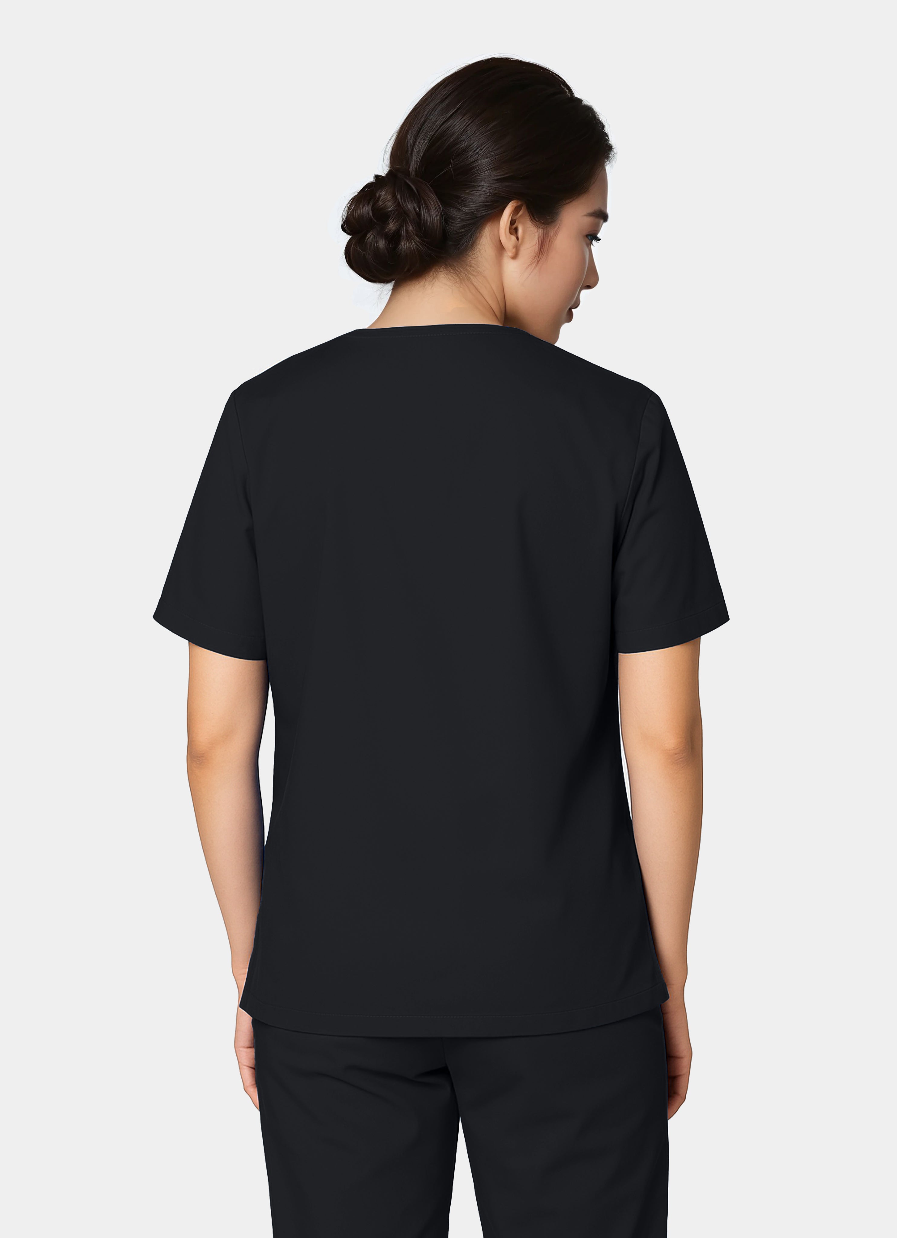Femme de dos portant une blouse médicale unisexe happyfit - Noir