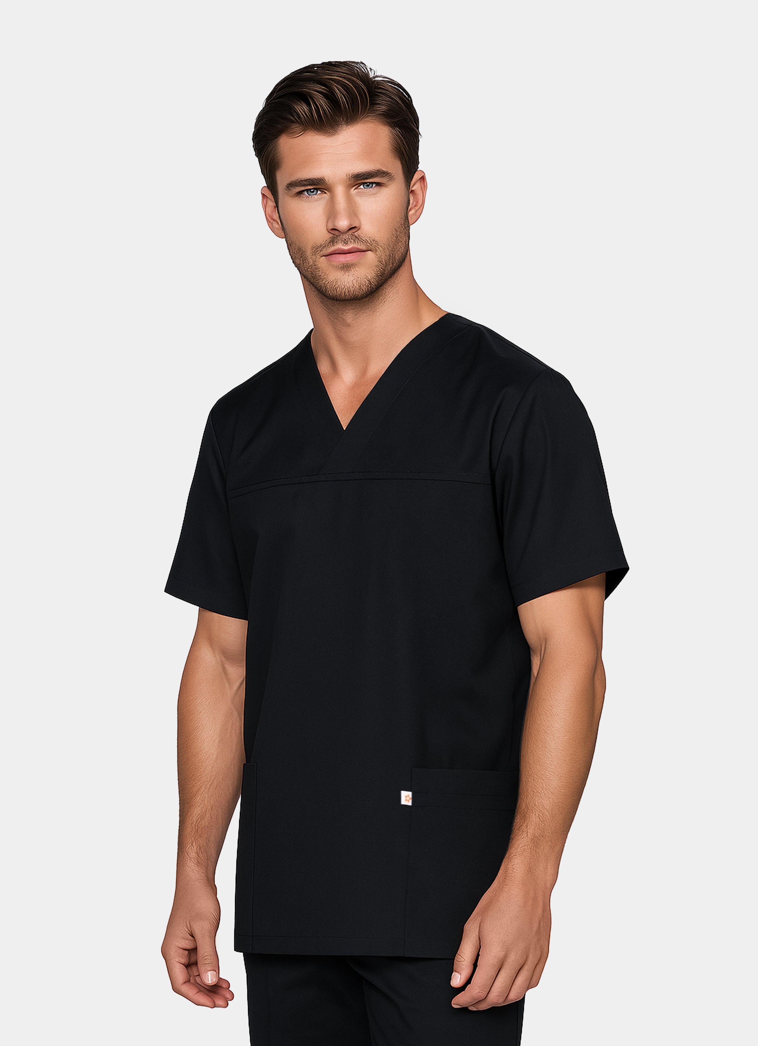 Homme portant une blouse médicale unisexe happyfit - Noir