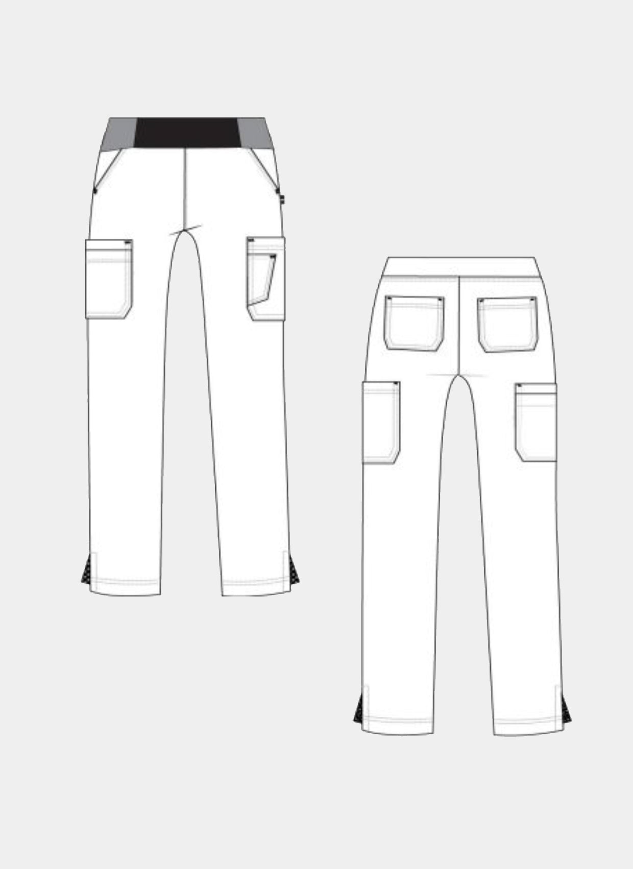 Maquette du pantalon médical maternité En mouvement