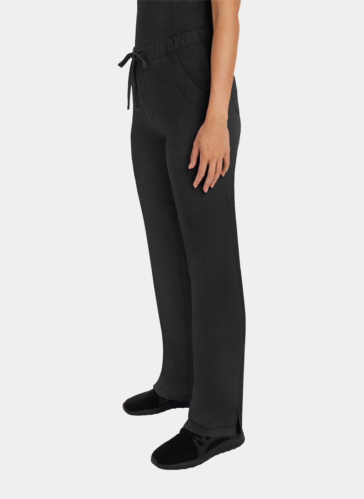 Femme de cote portant un pantalon médical Healing Hands Rebecca noir
