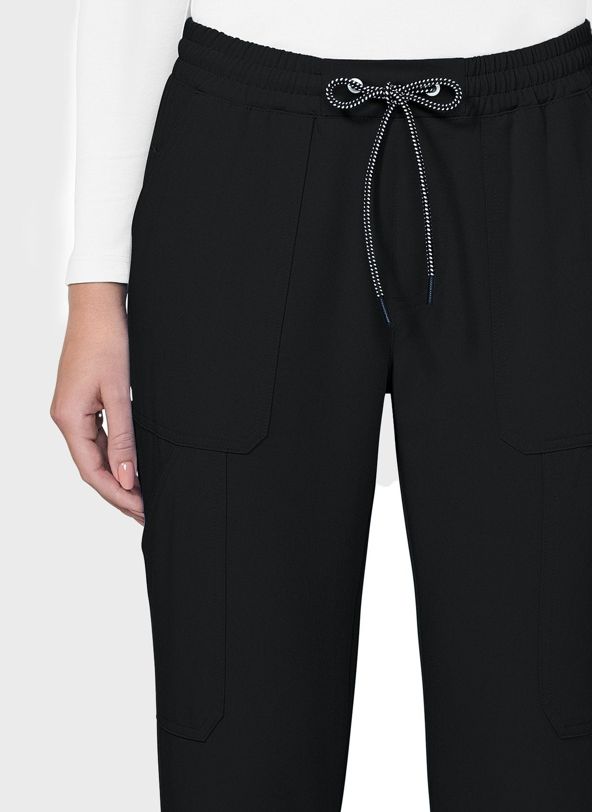 Pantalon médical femme Koi Next Gen Bonnes ondes noir gros plan