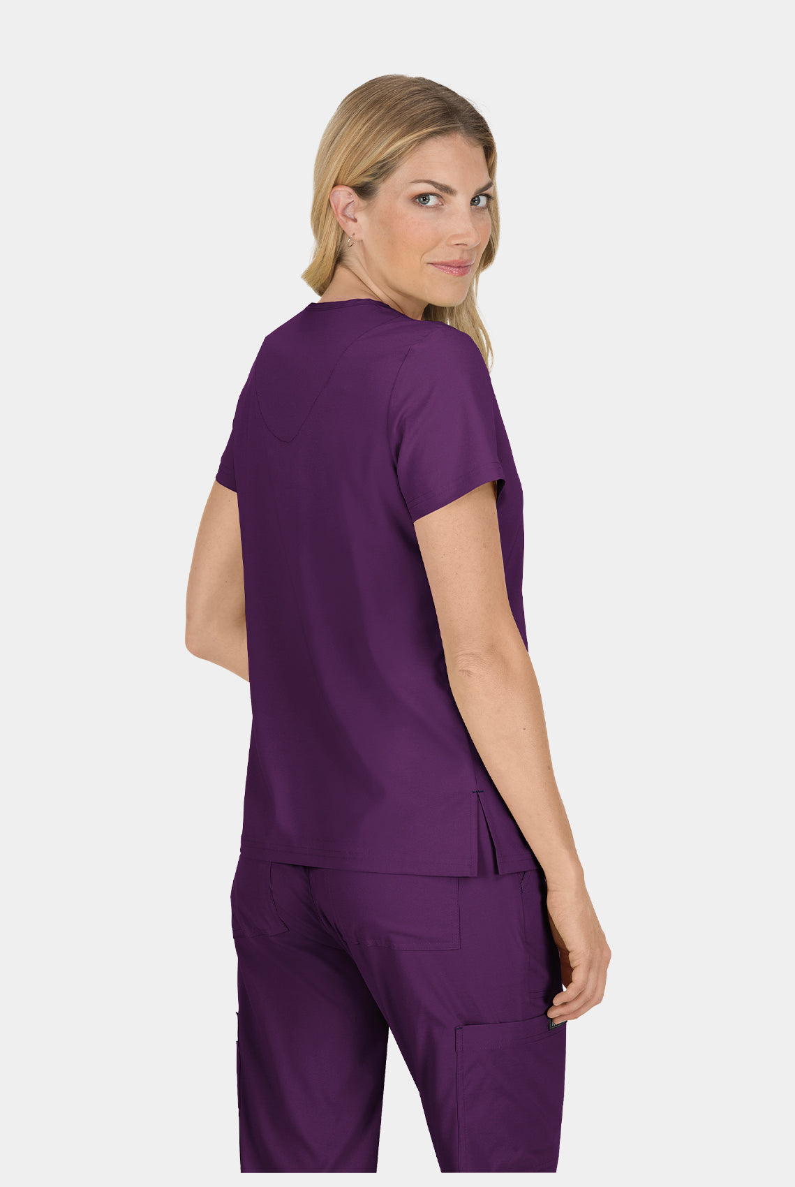 Blouse médicale femme Koi Basics Becca dos - Aubergine