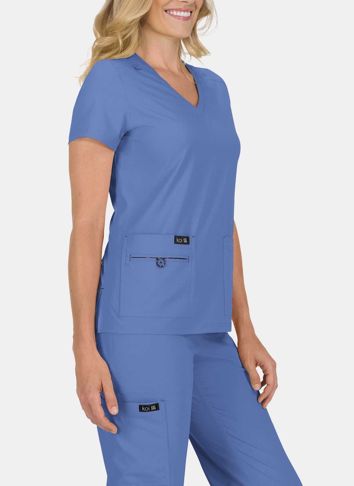 Blouse médicale femme Koi Basics Becca Cote - bleu ciel