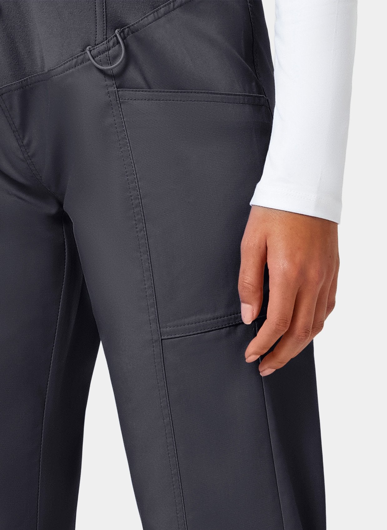 Pantalon médical femme maternité étain main droite
