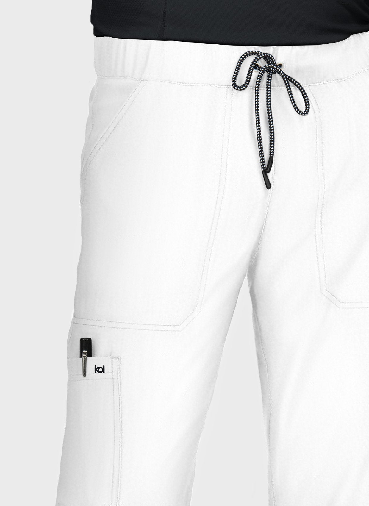 Pantalon médical homme Koi Next Gen Agissez blanc gros plan