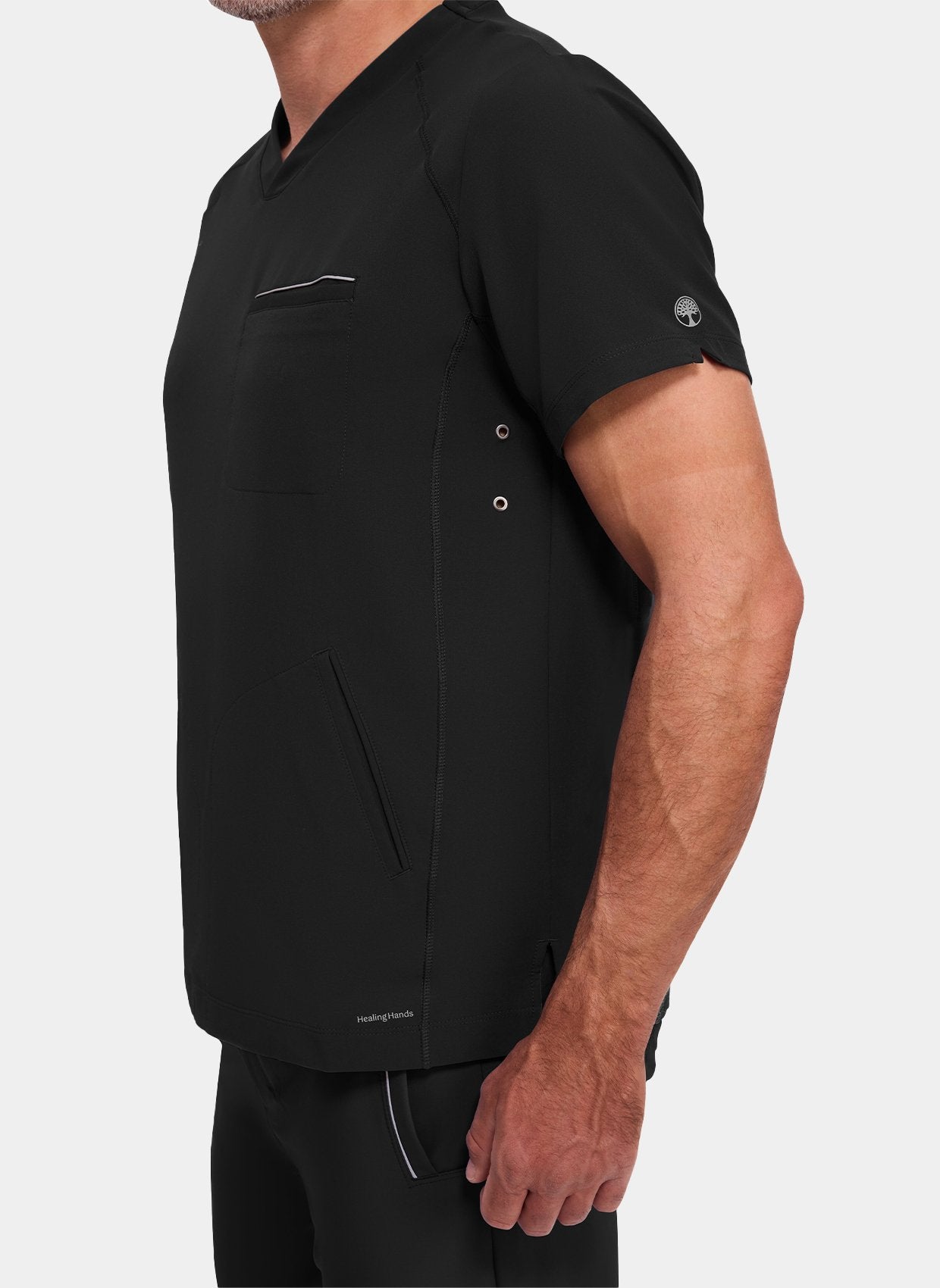 Detail blouse medical pour hommes Steven Healing Hands – Noir