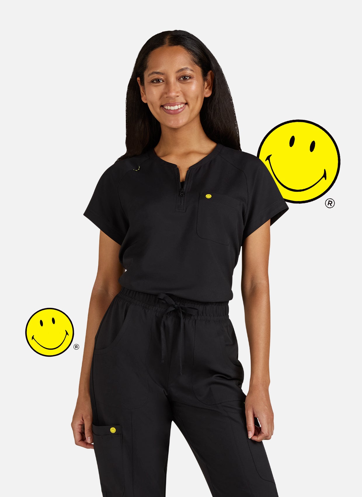 Blouse Médicale Koi Smiley Monde Enthousiaste - Noir