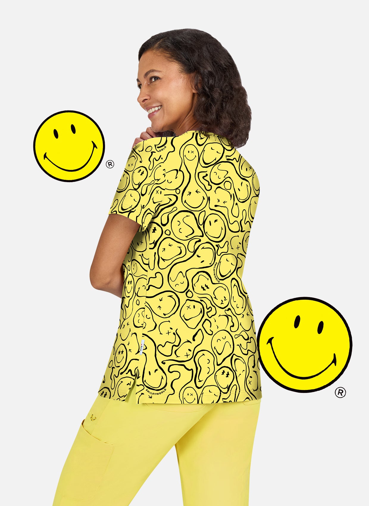 Blouse Médicale Koi Smiley Monde Impressionné - Trippy Smiles