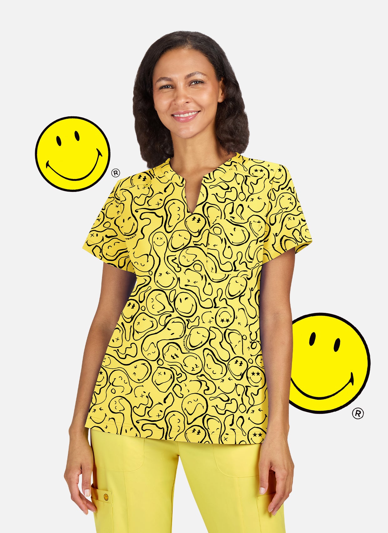 Blouse Médicale Koi Smiley Monde Impressionné - Trippy Smiles