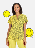 Blouse Médicale Koi Smiley Monde Impressionné - Trippy Smiles