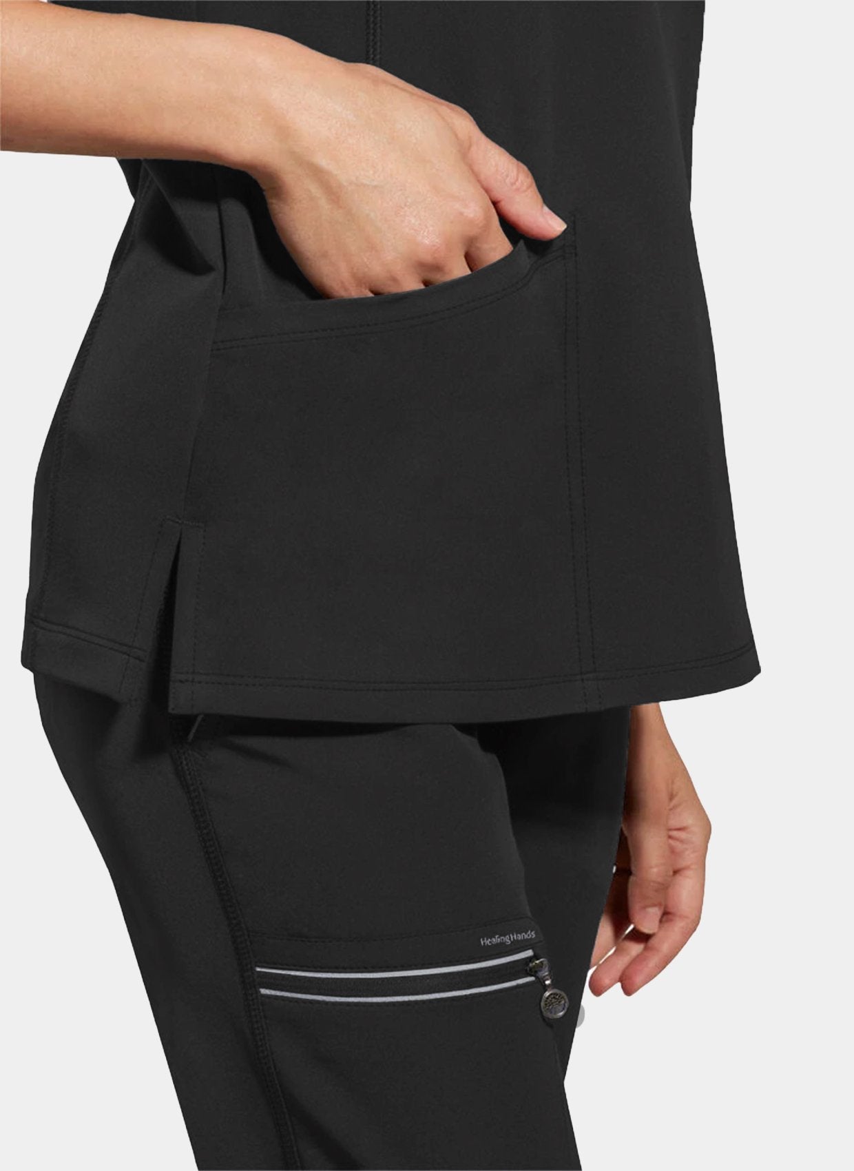 Details Blouse medical femme Healing Hands 360 sonia - Noir 