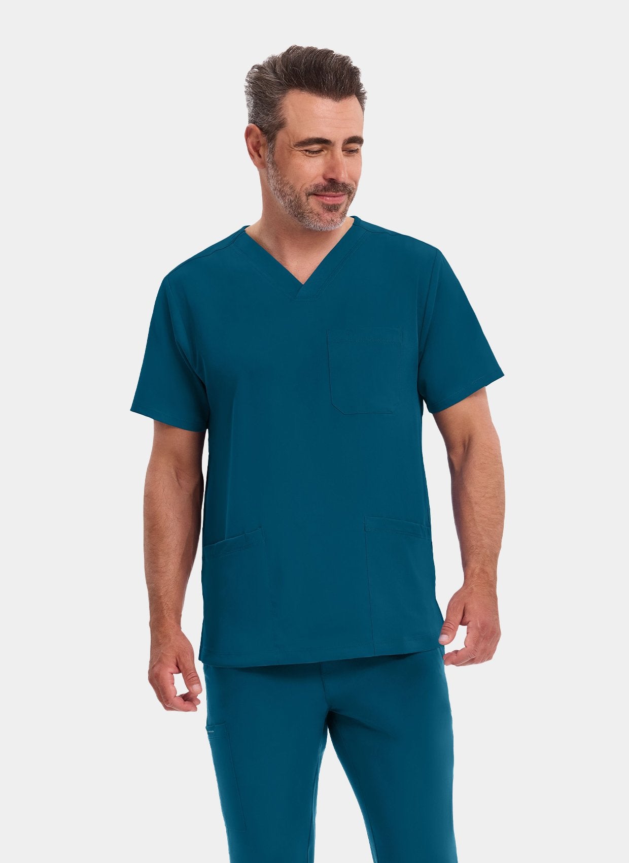 homme portant une blouse  médicale Healing Hands Matthew bleu Caraïbe 