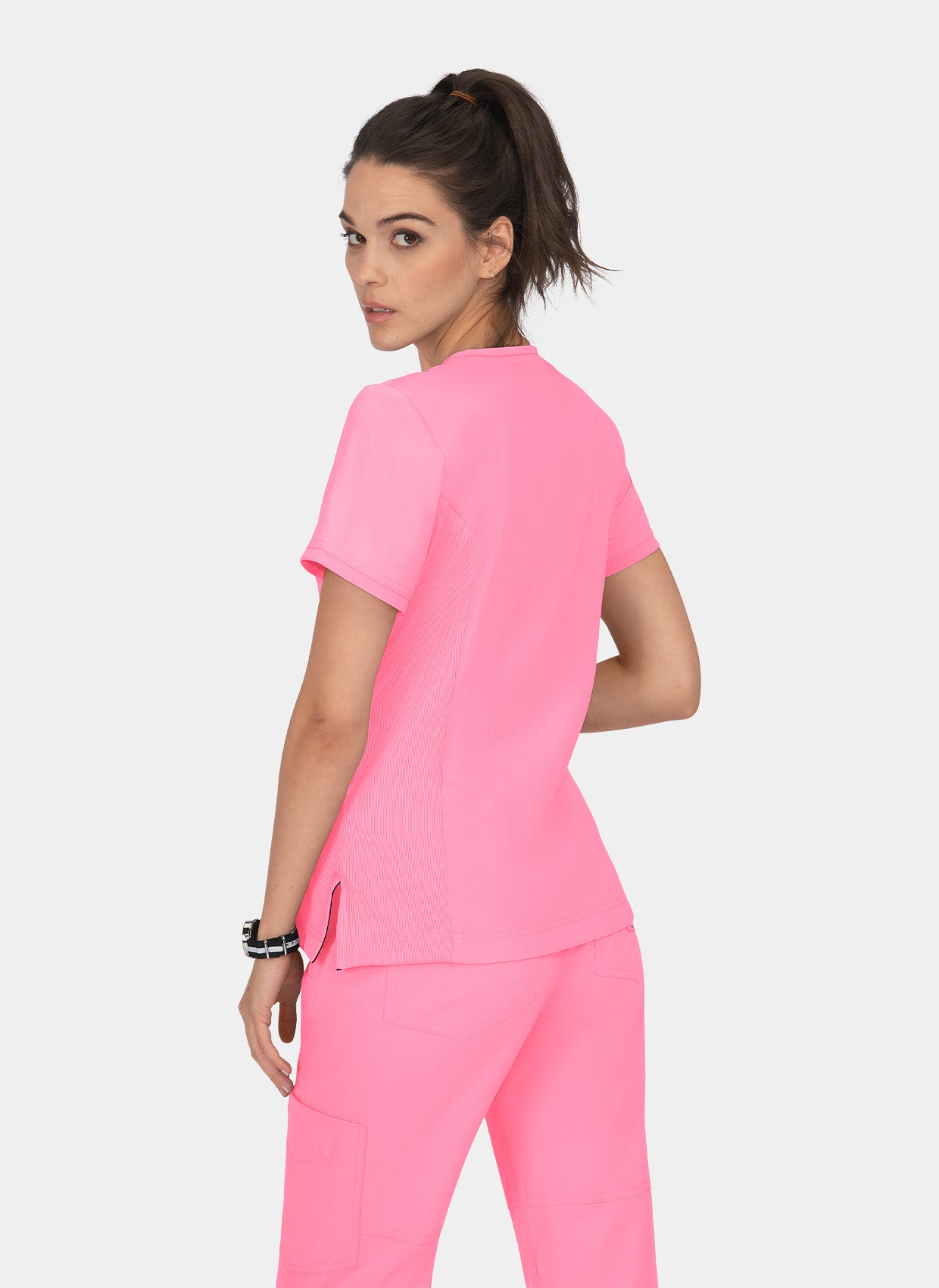 Blouse médicale femme Koi Lite Philosophie rose pivoine dos