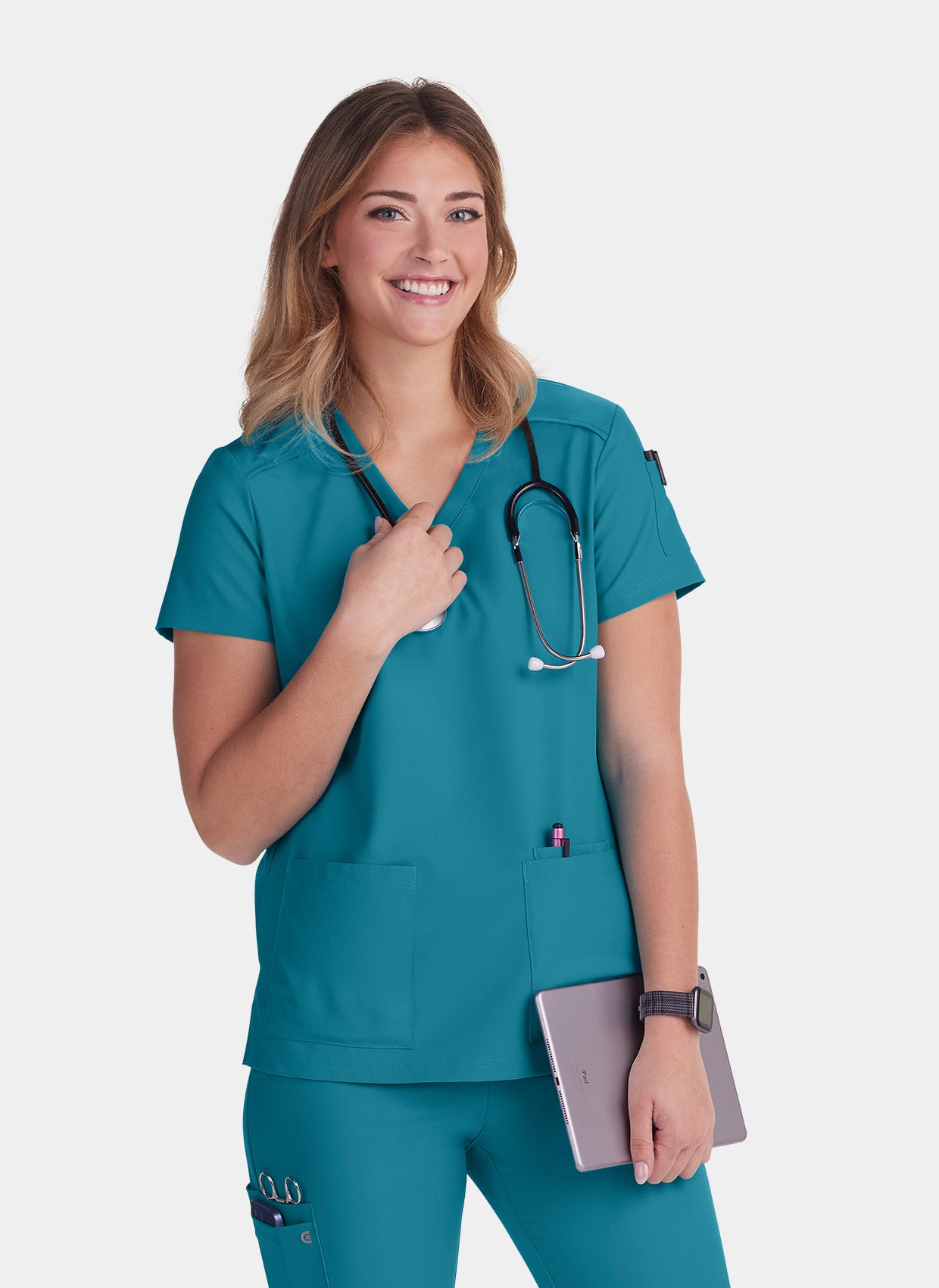 Blouse médicale femme Koi Cureology Cardi - Bleu canard