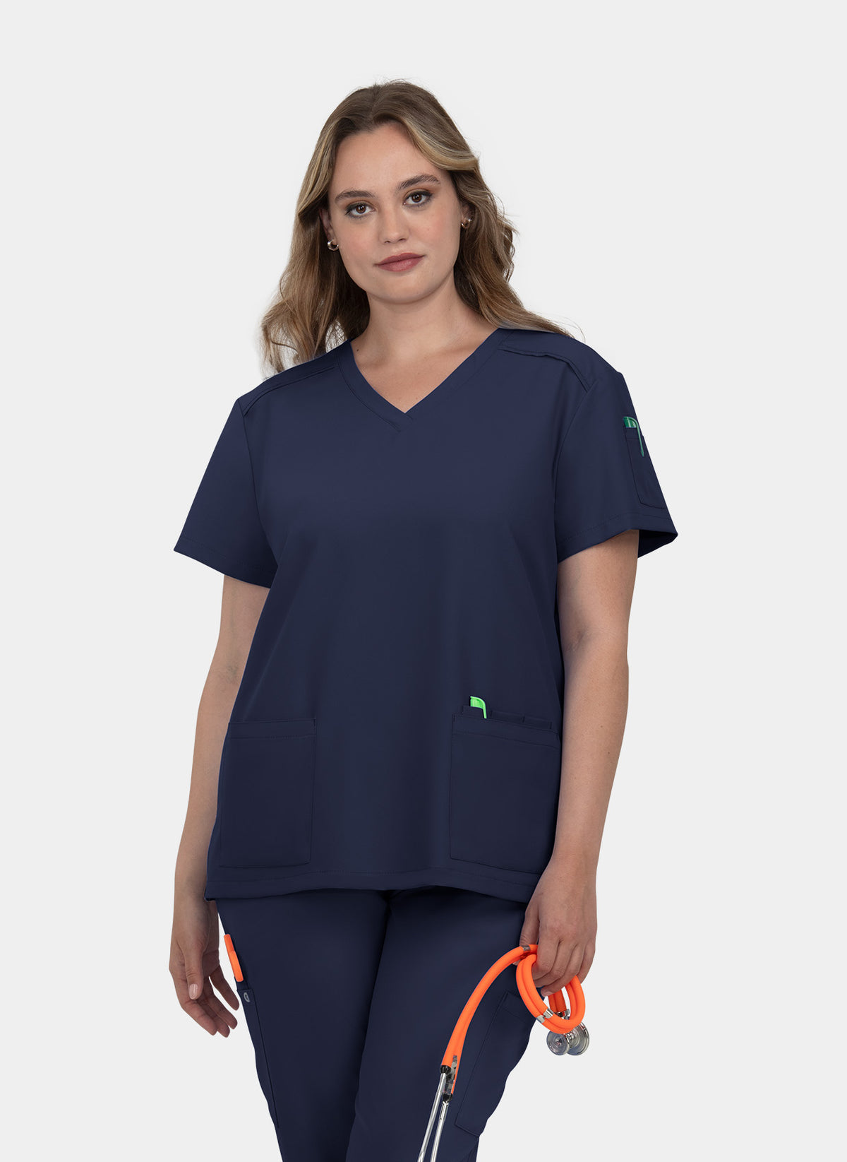 Blouse médicale femme Koi Cureology Cardi - Bleu marine - Logo EMERGENCE