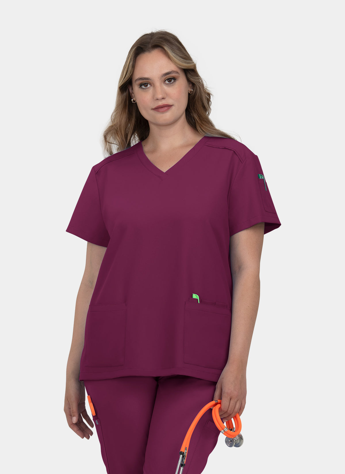 Blouse médicale femme Koi Cureology Cardi - Bordeaux - Logo EMERGENCE
