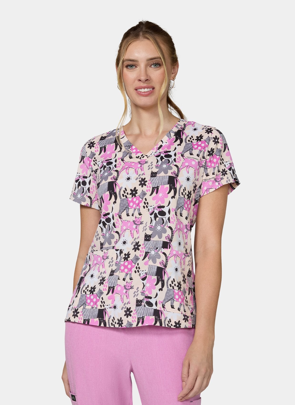 Blouse médicale femme Leslie - Chats Fleuris