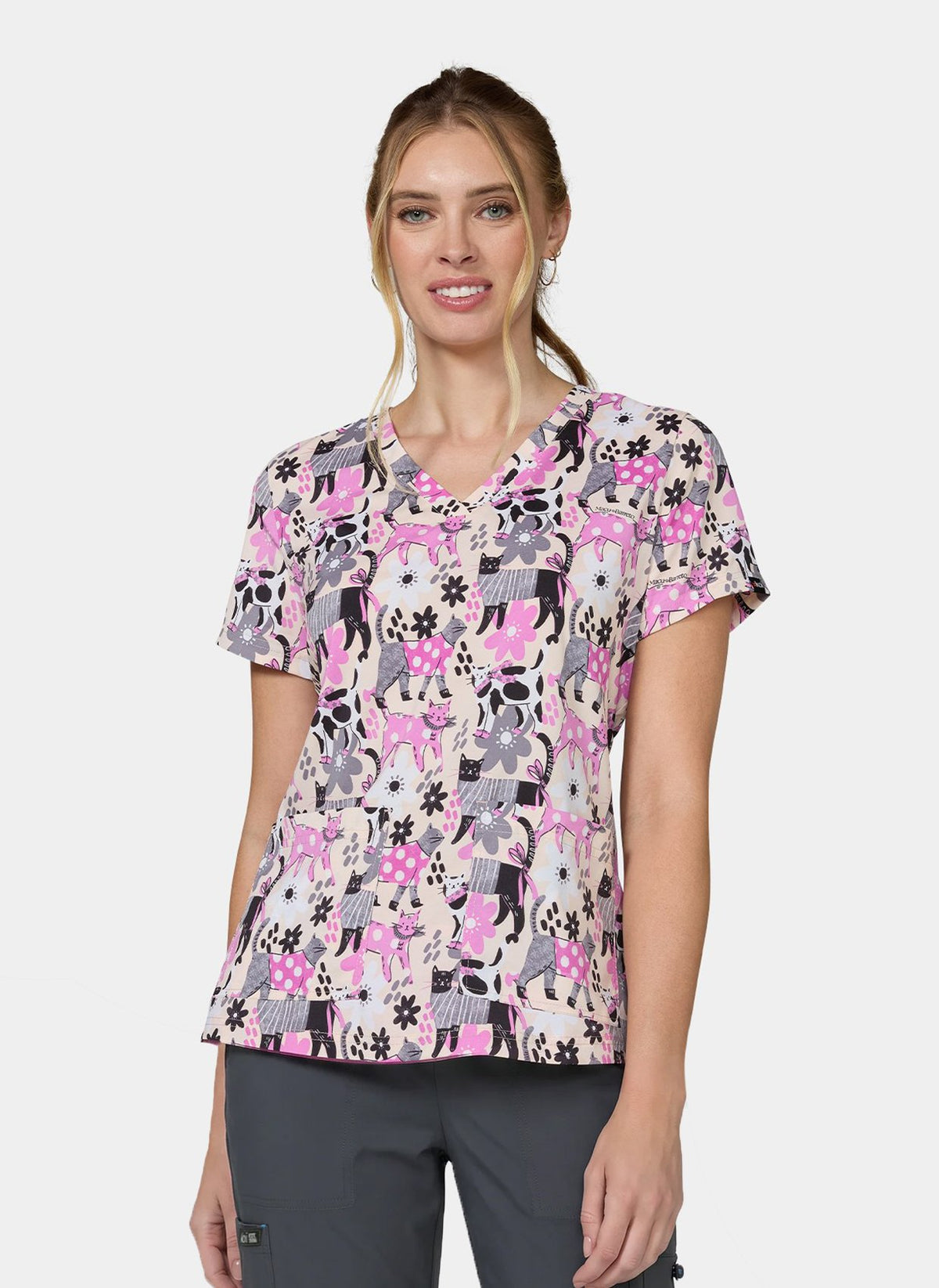 Blouse médicale femme Leslie - Chats Fleuris