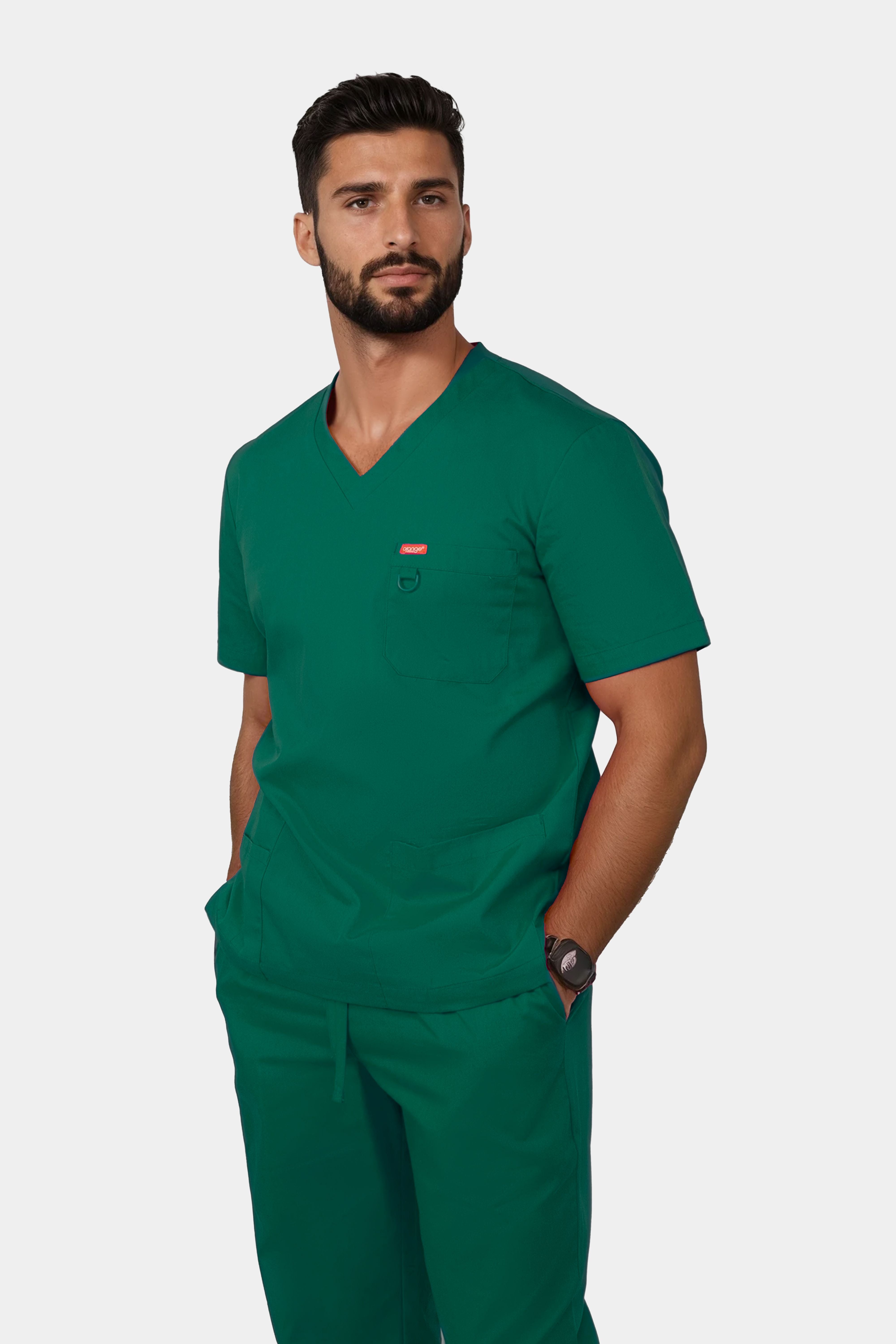 Homme portant une blouse médicale unisexe Orange standard Balboa - Vert Forêt 