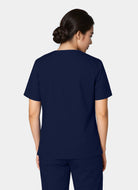 Femme de dos  portant une blouse médicale unisexe happyfit - Bleu Marine