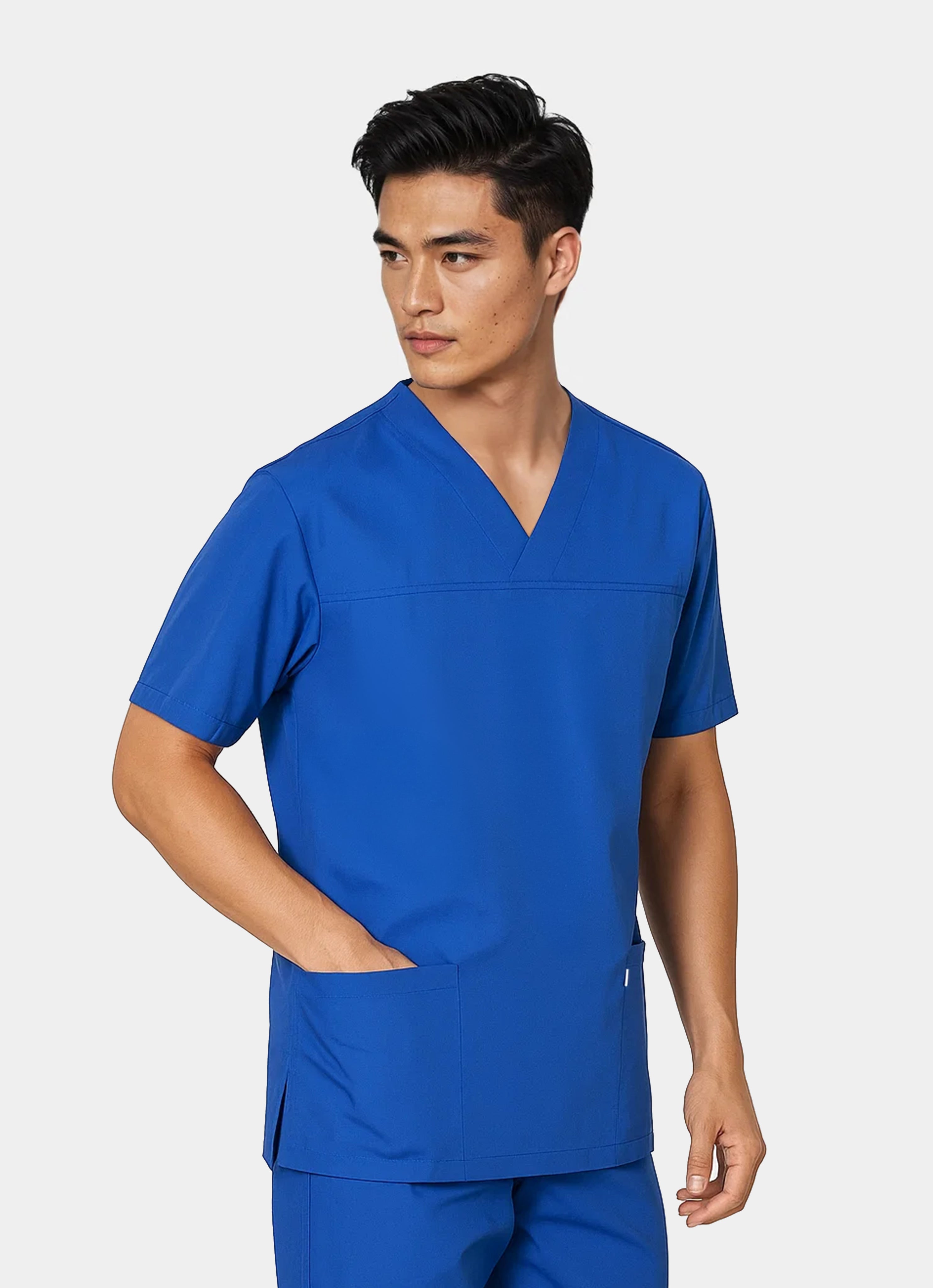 Homme portant une blouse médicale unisexe happyfit - Bleu Roi