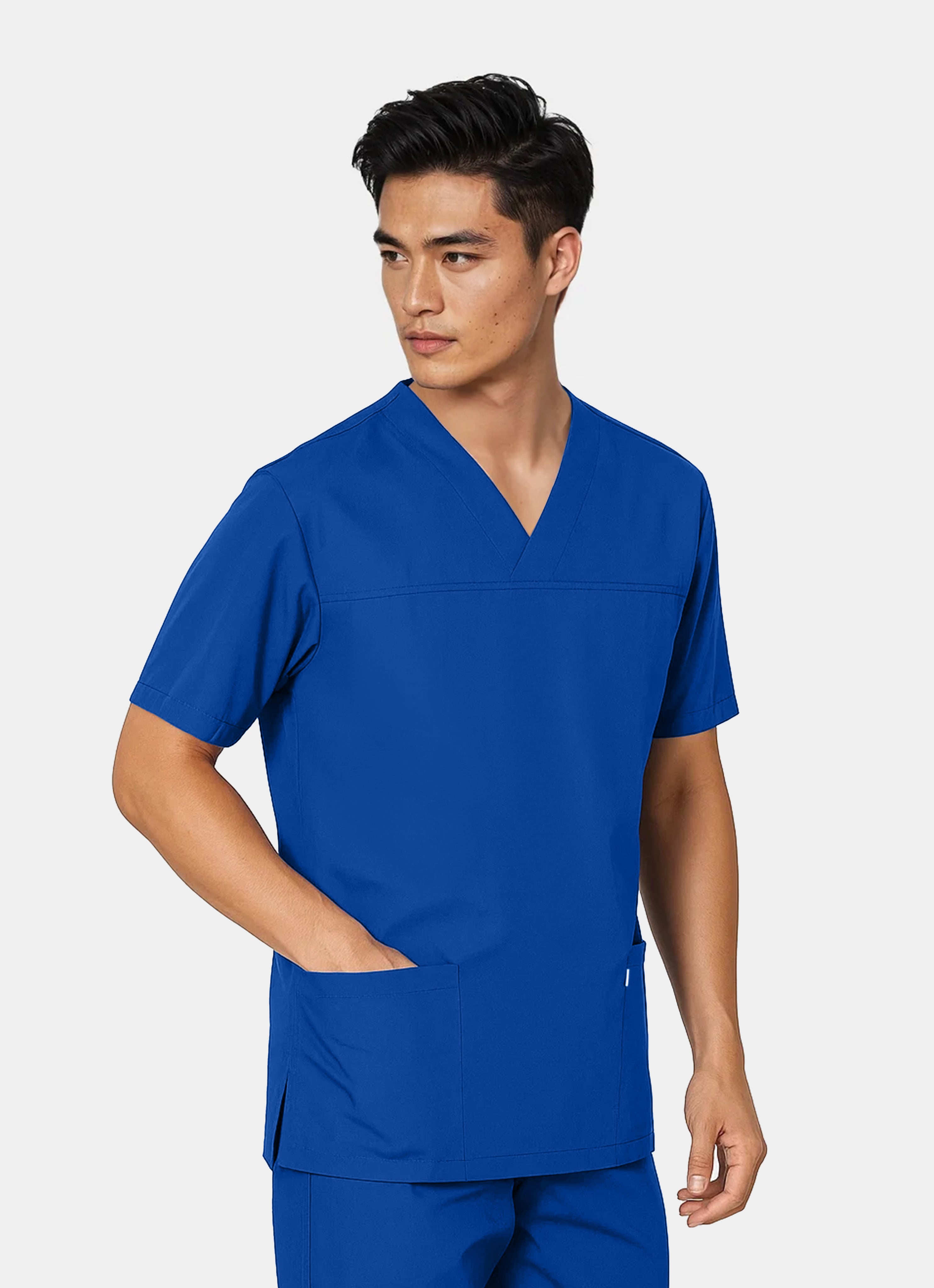 Homme portant une blouse médicale unisexe happyfit - Bleu Galaxie