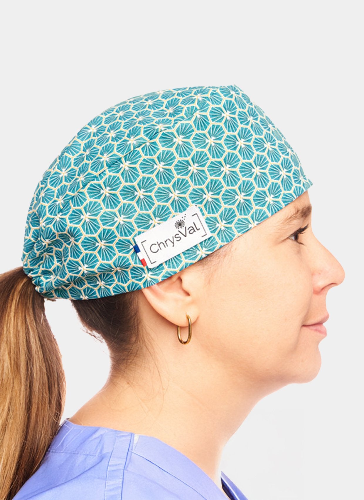 calot court chrysval trèfles turquoise femme