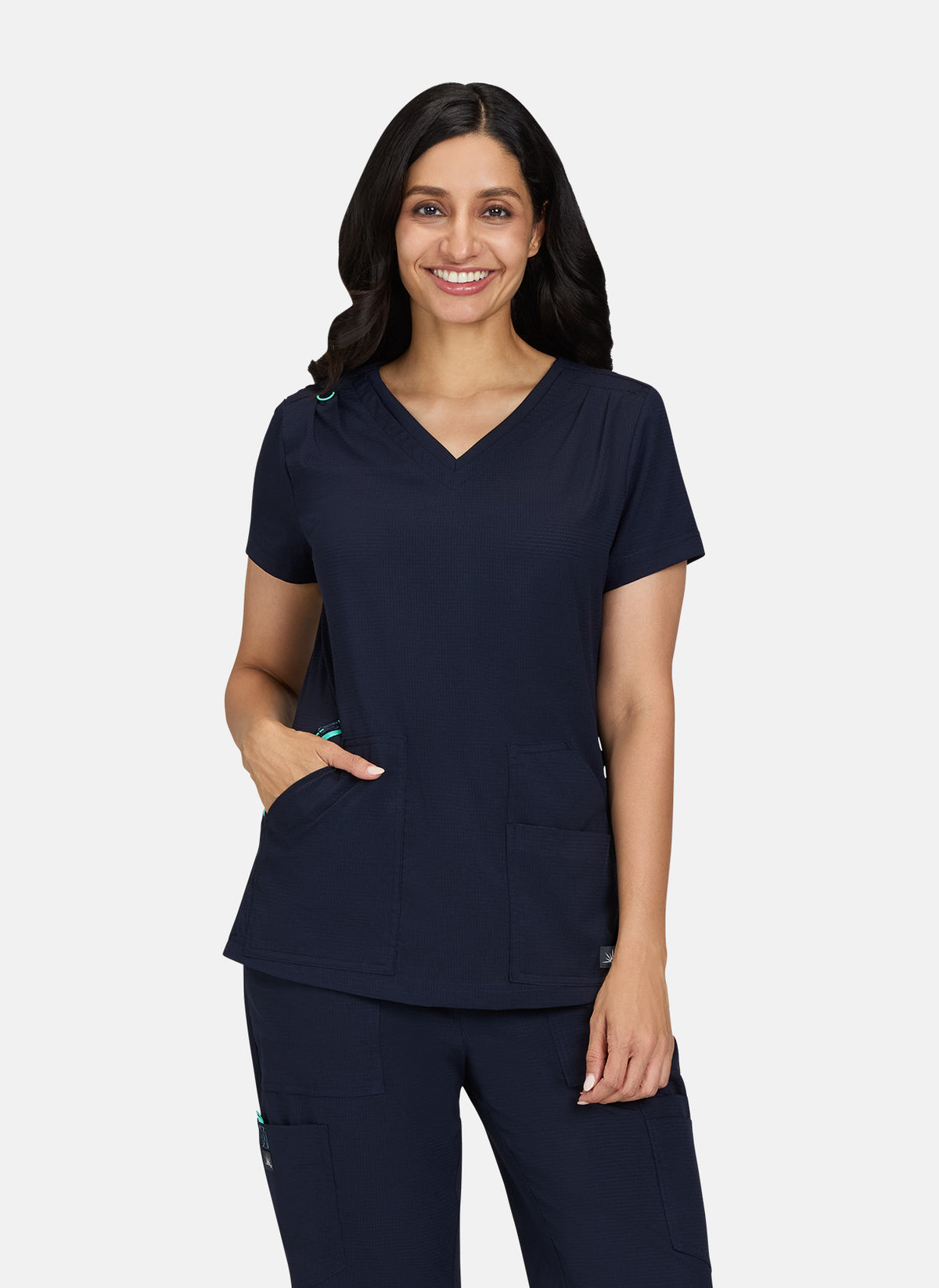 Blouse médicale Koi Solis Sari - Bleu marine - Logo EMERGENCE