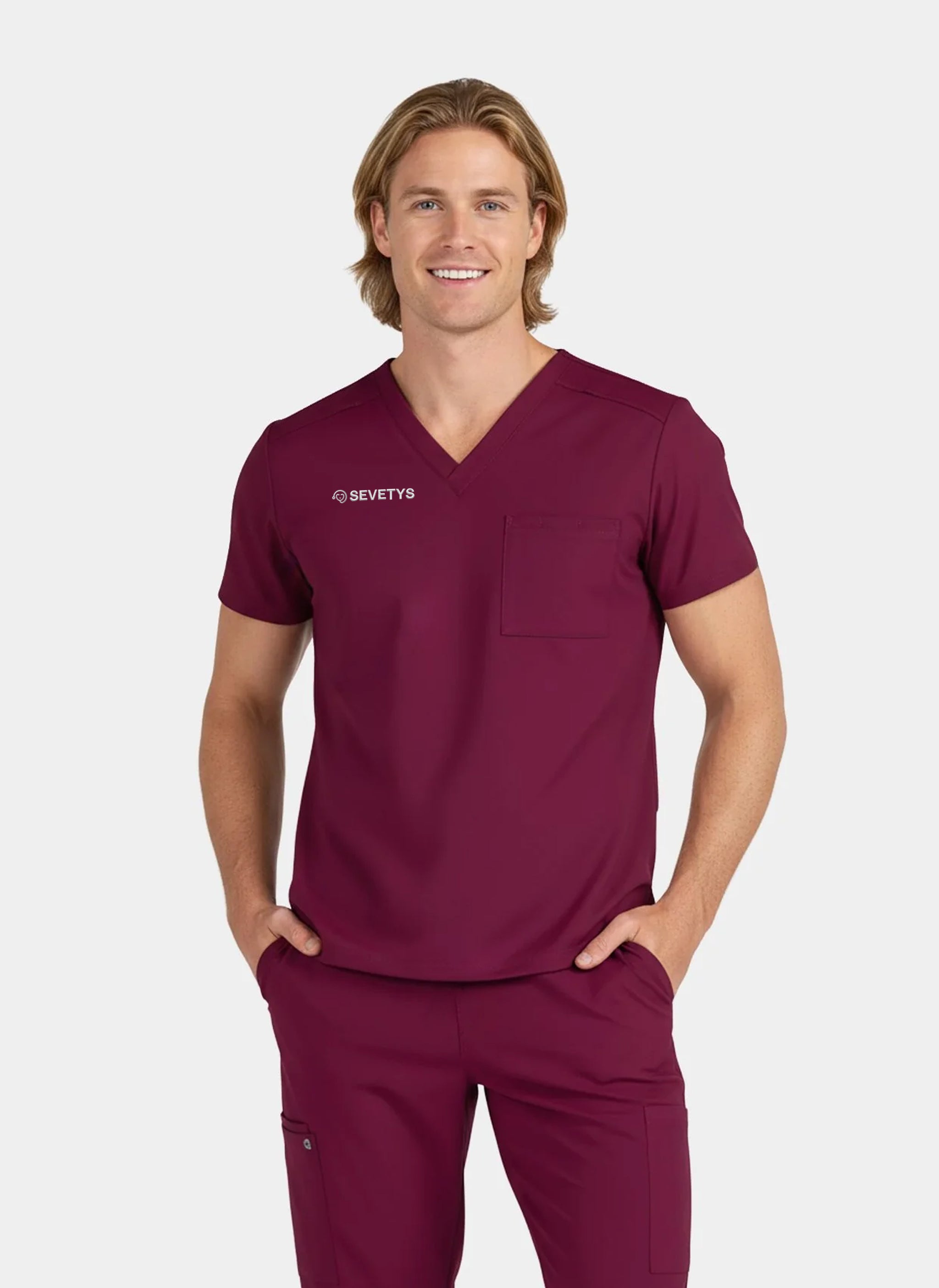 Blouse médicale homme koi Cureology Arthro Bordeaux - Logo Blanc SEVETYS