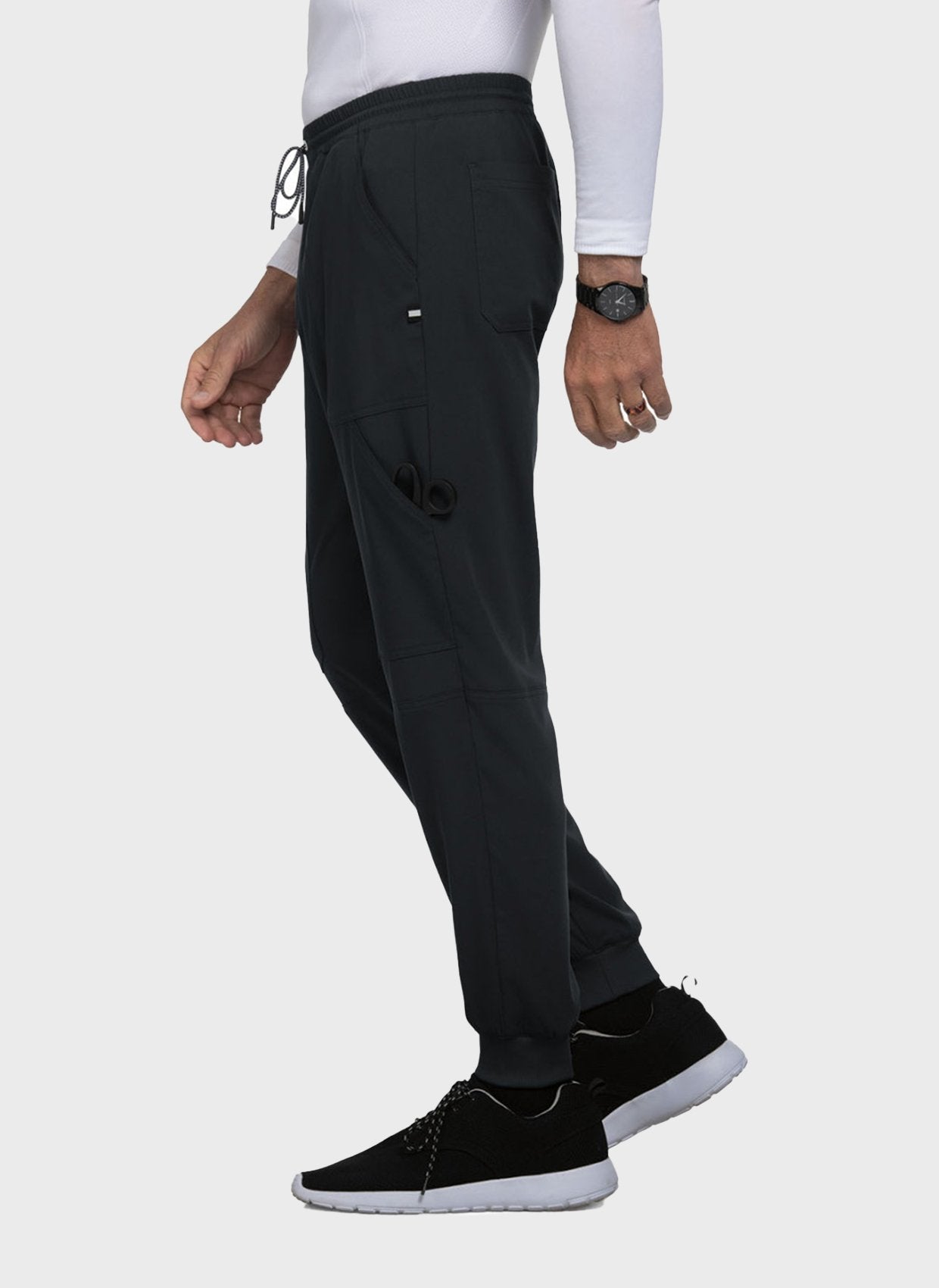 Pantalon médical homme Koi Next Gen De jour comme de nuit noir vue trois quarts