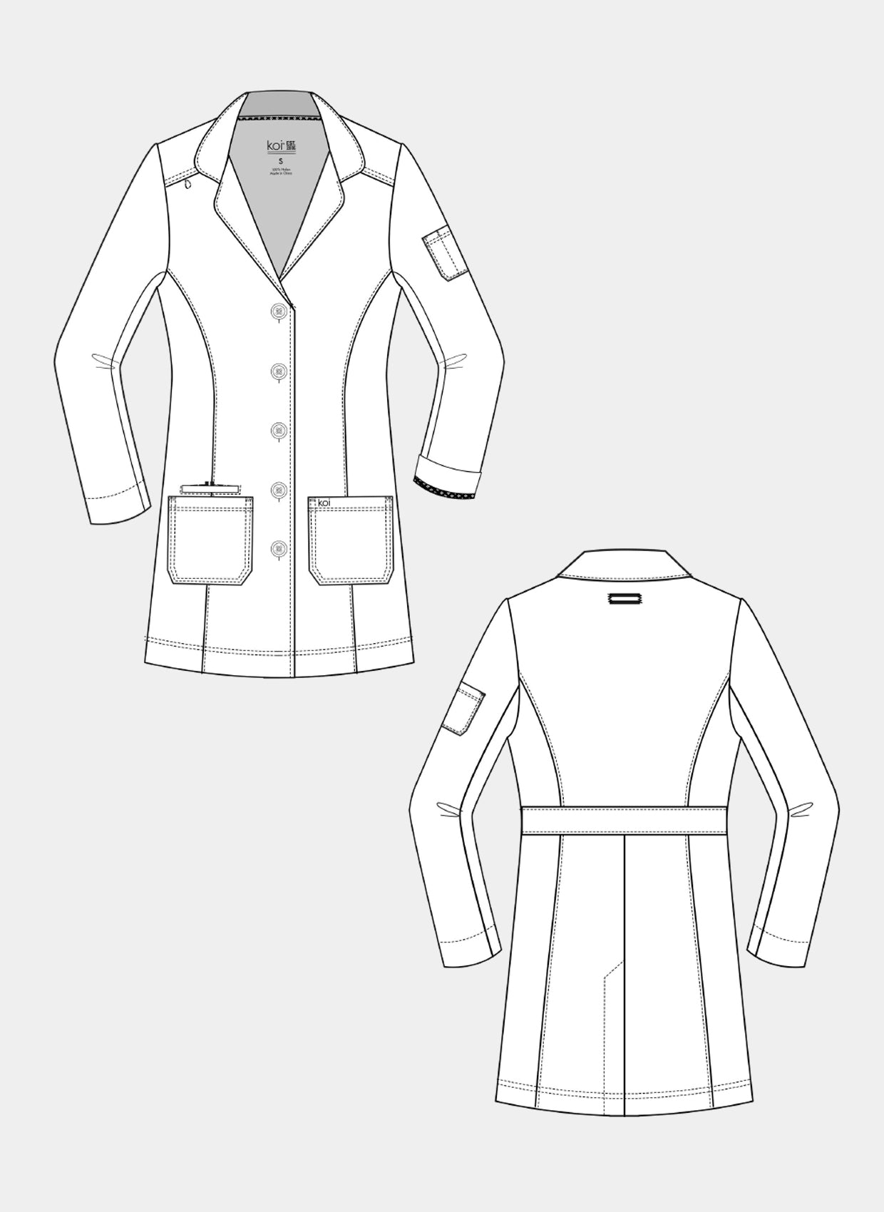 Blouse de laboratoire femme de tous les jours - Dessin technique