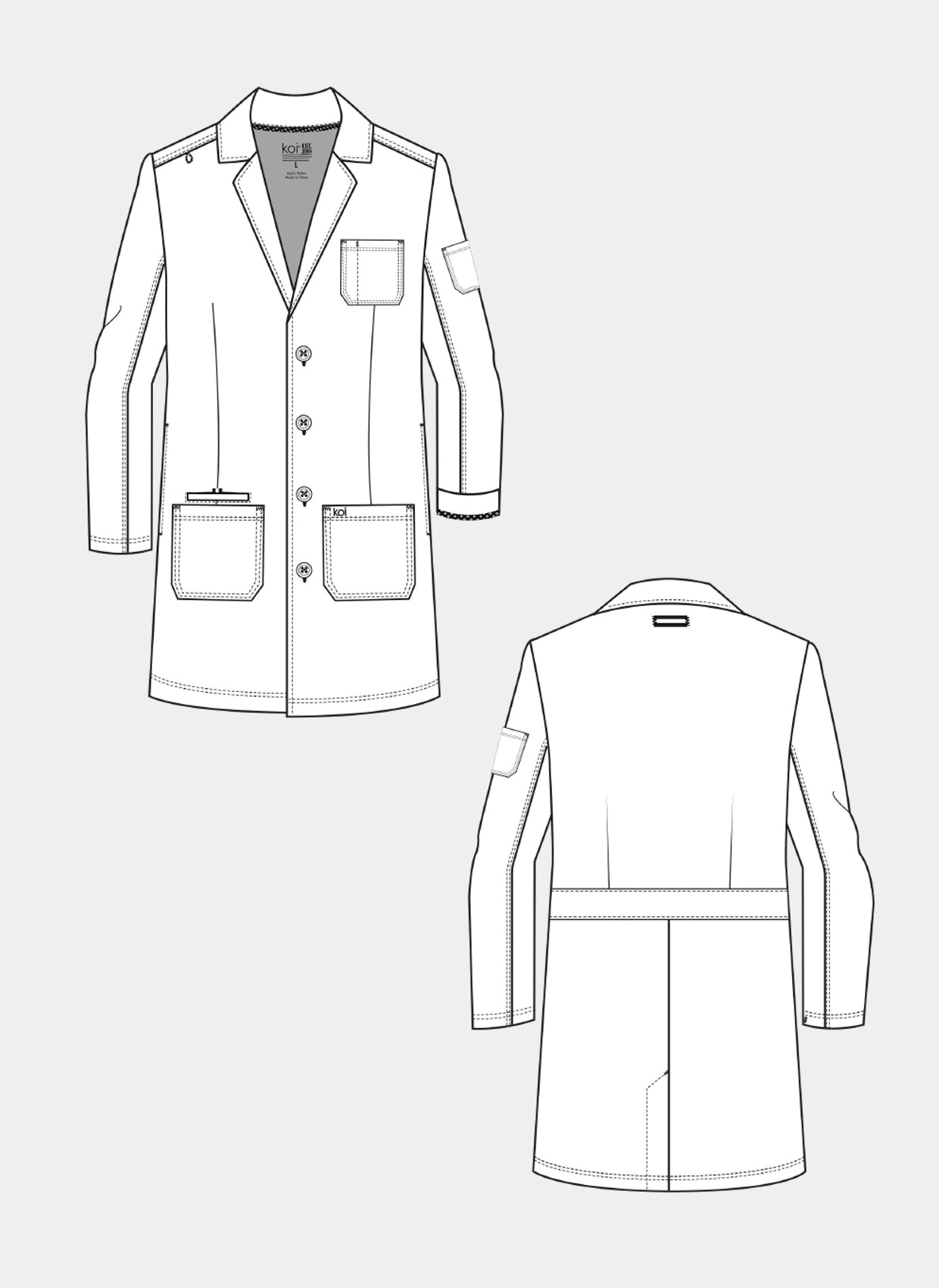 Blouse de laboratoire homme de tous les jours - Dessin technique