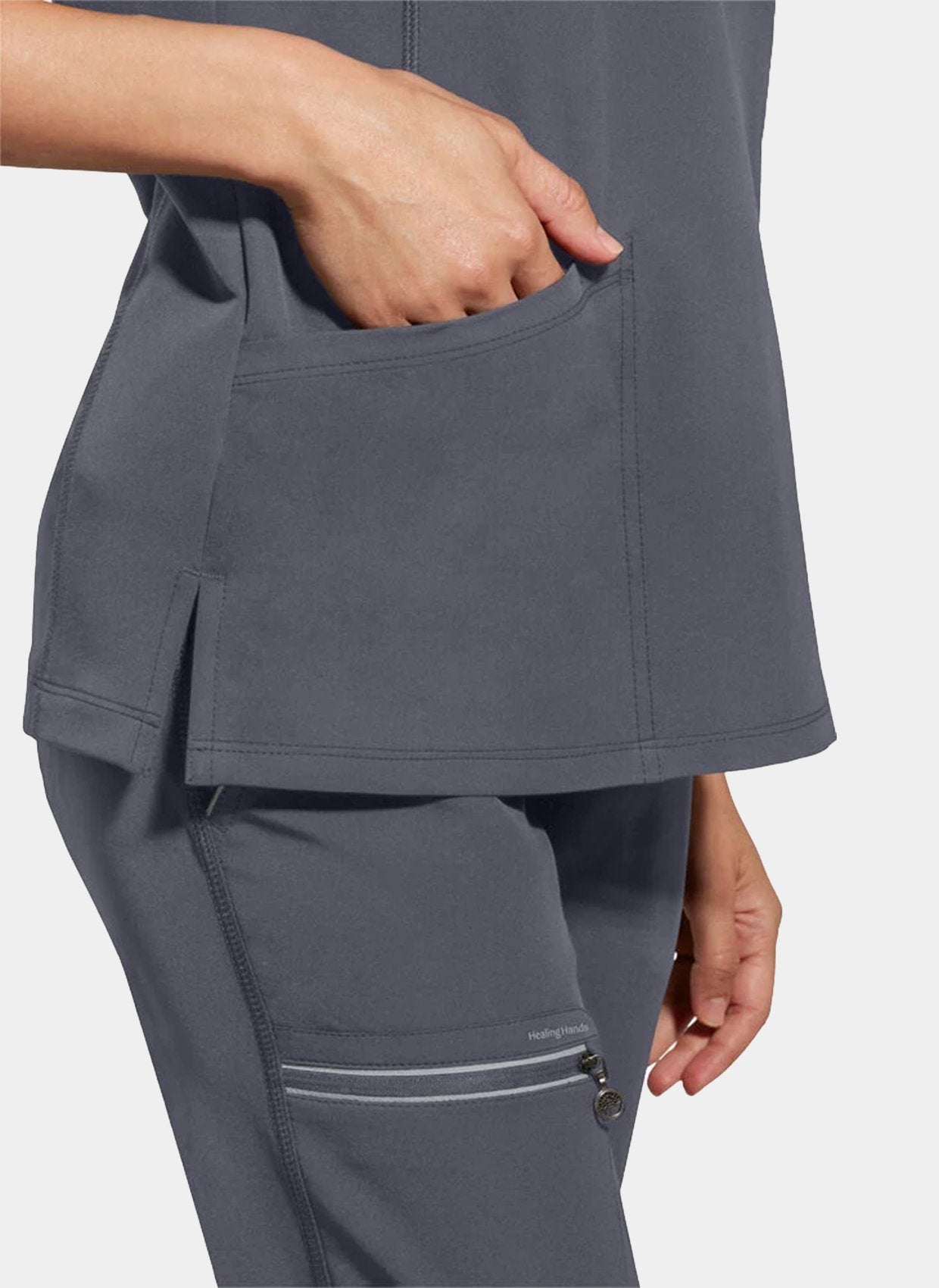 Details blouse medical femme Healing Hands 360 Sonia anthracite