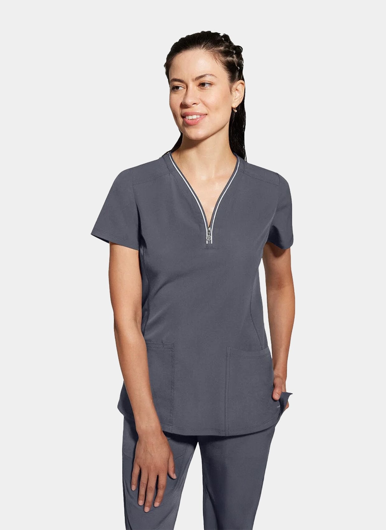 Blouse medical femme Healing Hands 360 Sonia anthracite de face