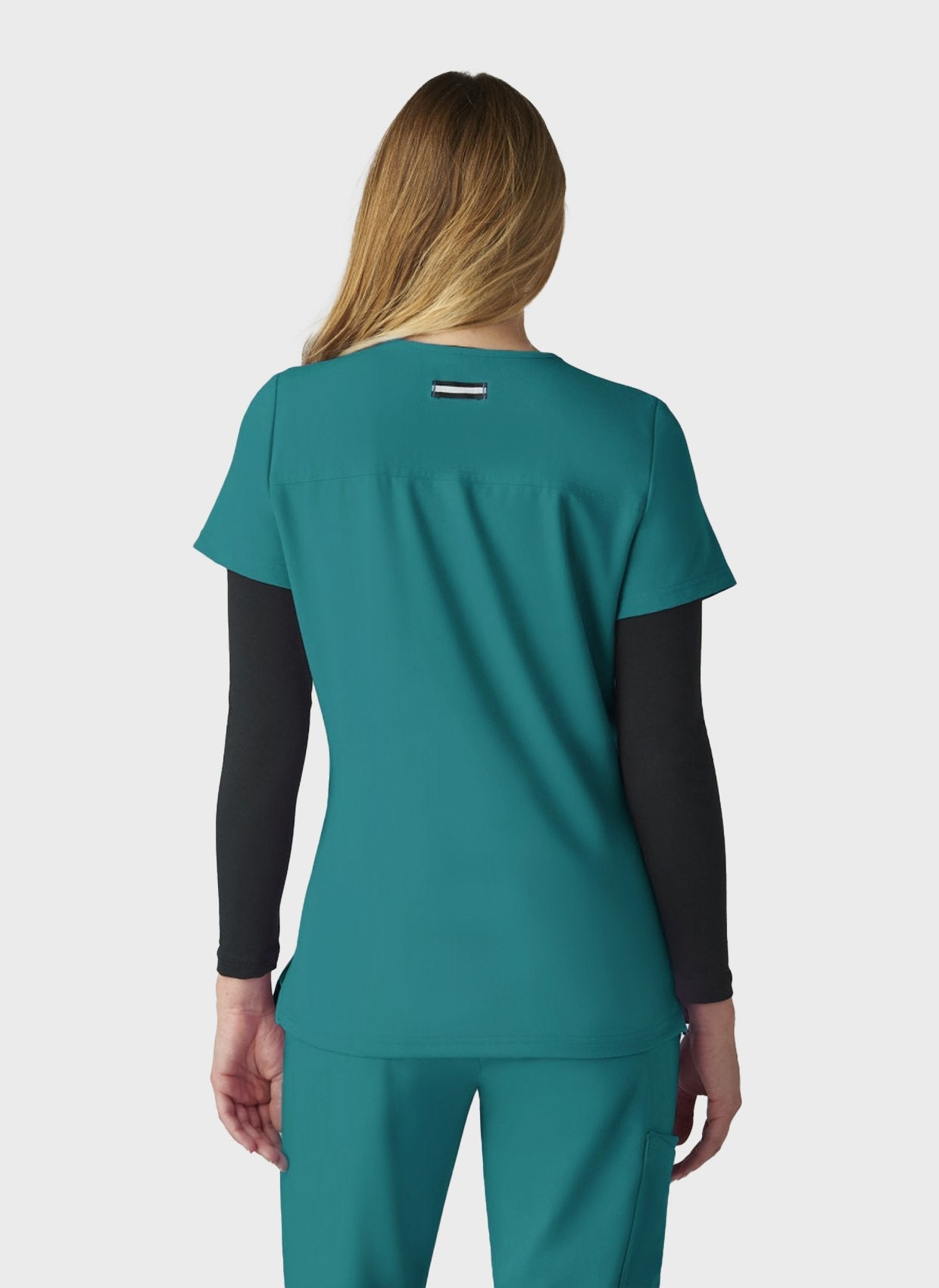 Blouse médicale femme Koi Next Gen Agitation et passion bleu canard dos
