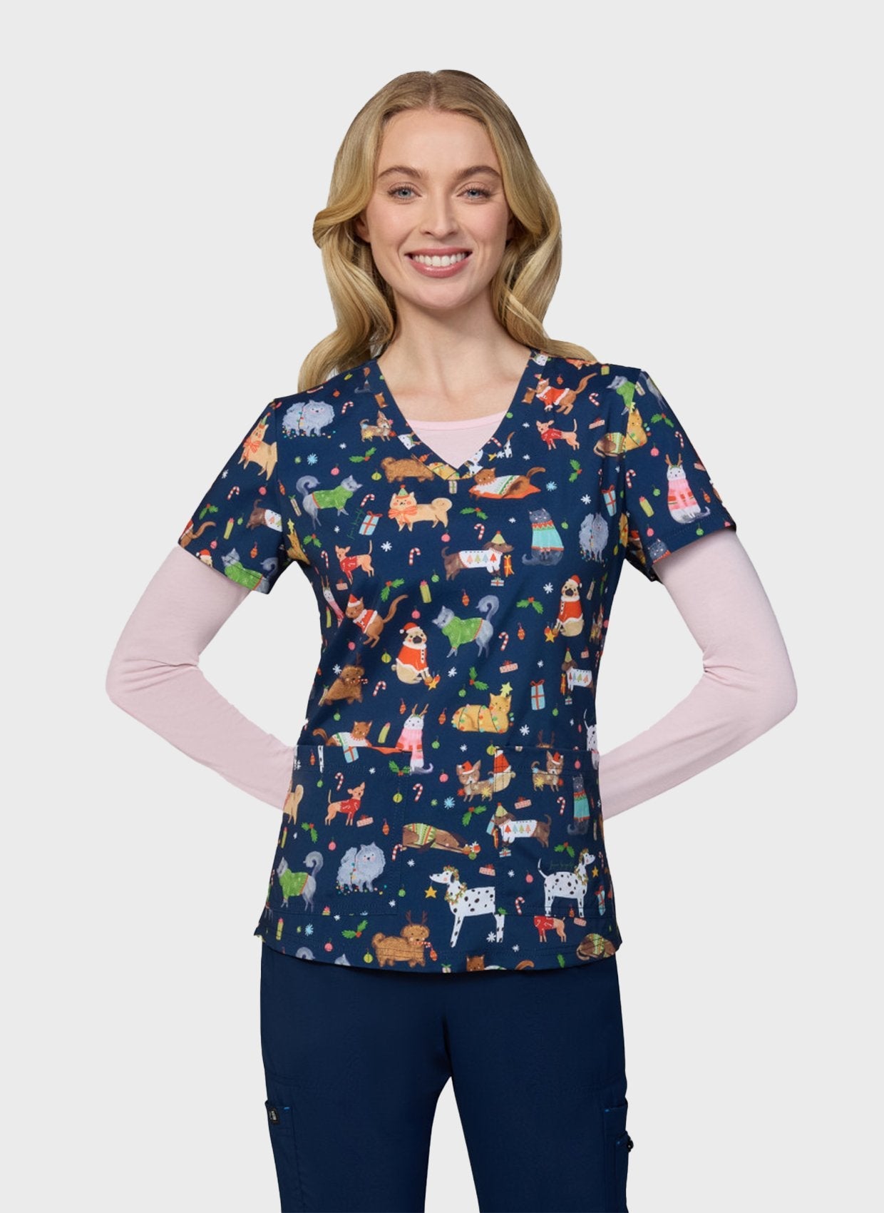 Blouse médicale femme Koi Basics Leslie - Fa la la la la, vue de face