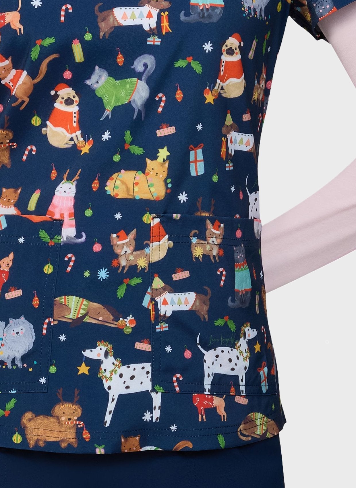 Blouse médicale femme Koi Basics Leslie - Fa la la la la, vue 3