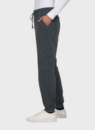 Pantalon médical femme Koi Next Gen Bonnes ondes anthracite vue trois quarts